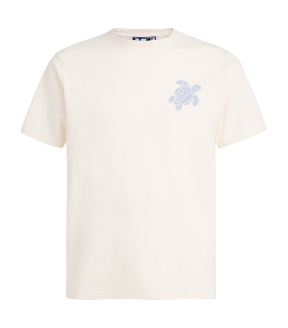 Vilebrequin Mens Organic Cotton Embroidered T-Shirt Off White Image 1