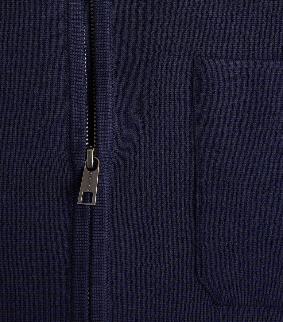 Falke Mens Organic Cotton Zip-Up Sweater Night Sky Image 6