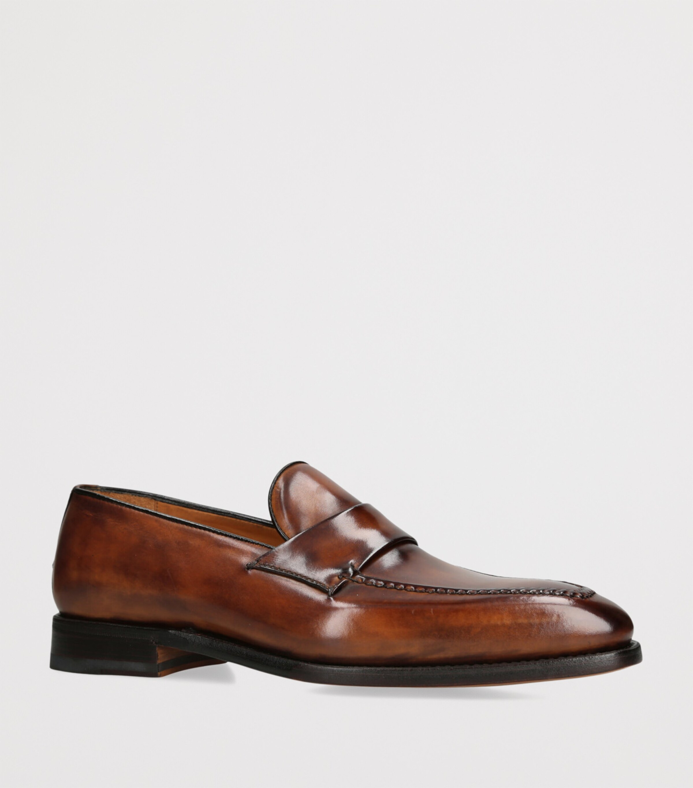 Bontoni Mens Leather Miracolo Loafers Brown Image 3