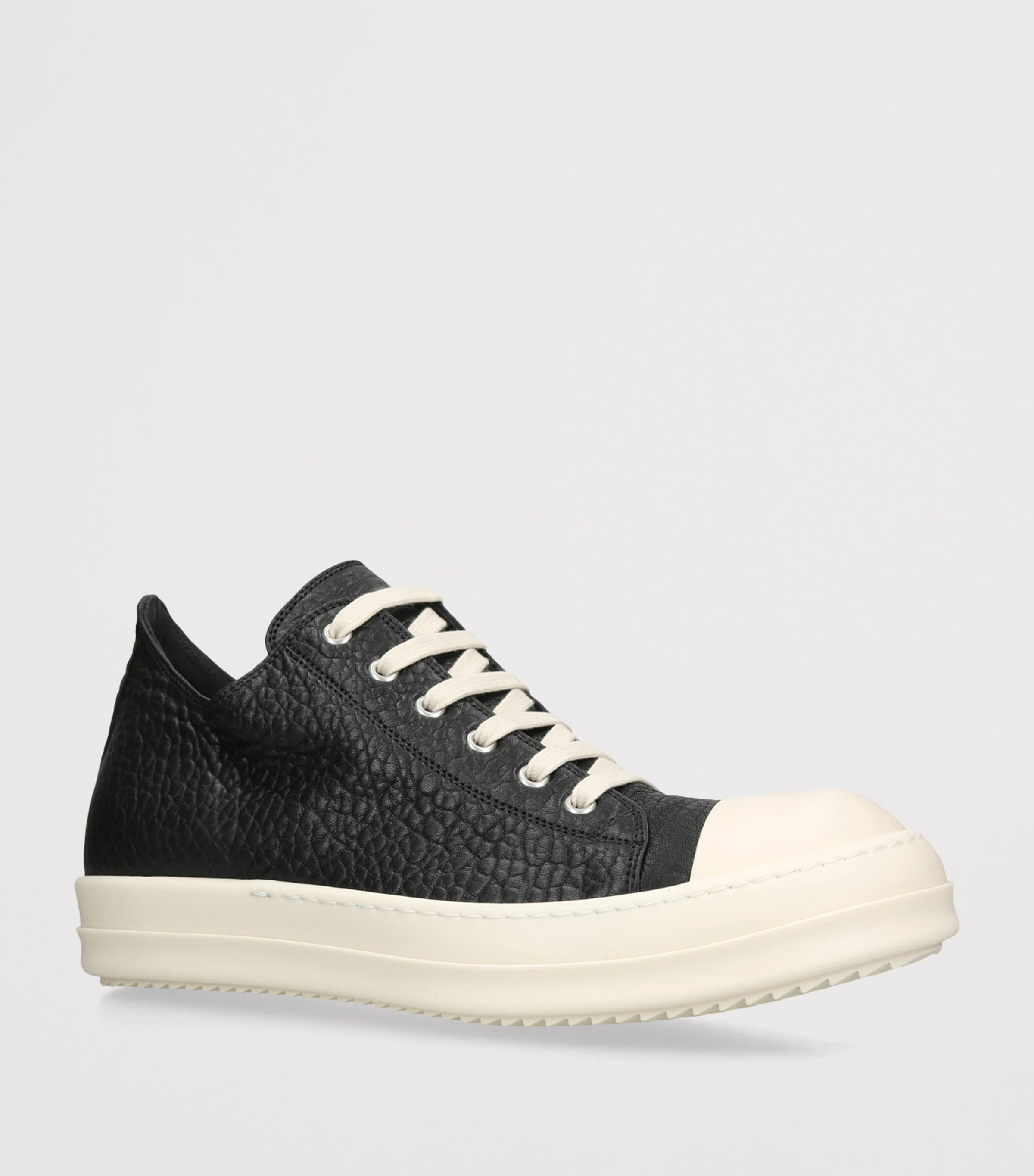 Rick Owens Leather Low-Top Sneakers Black Image 2