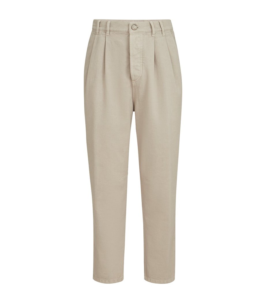 Brunello Cucinelli Mens Cotton Denim Pleated Trousers Image 1