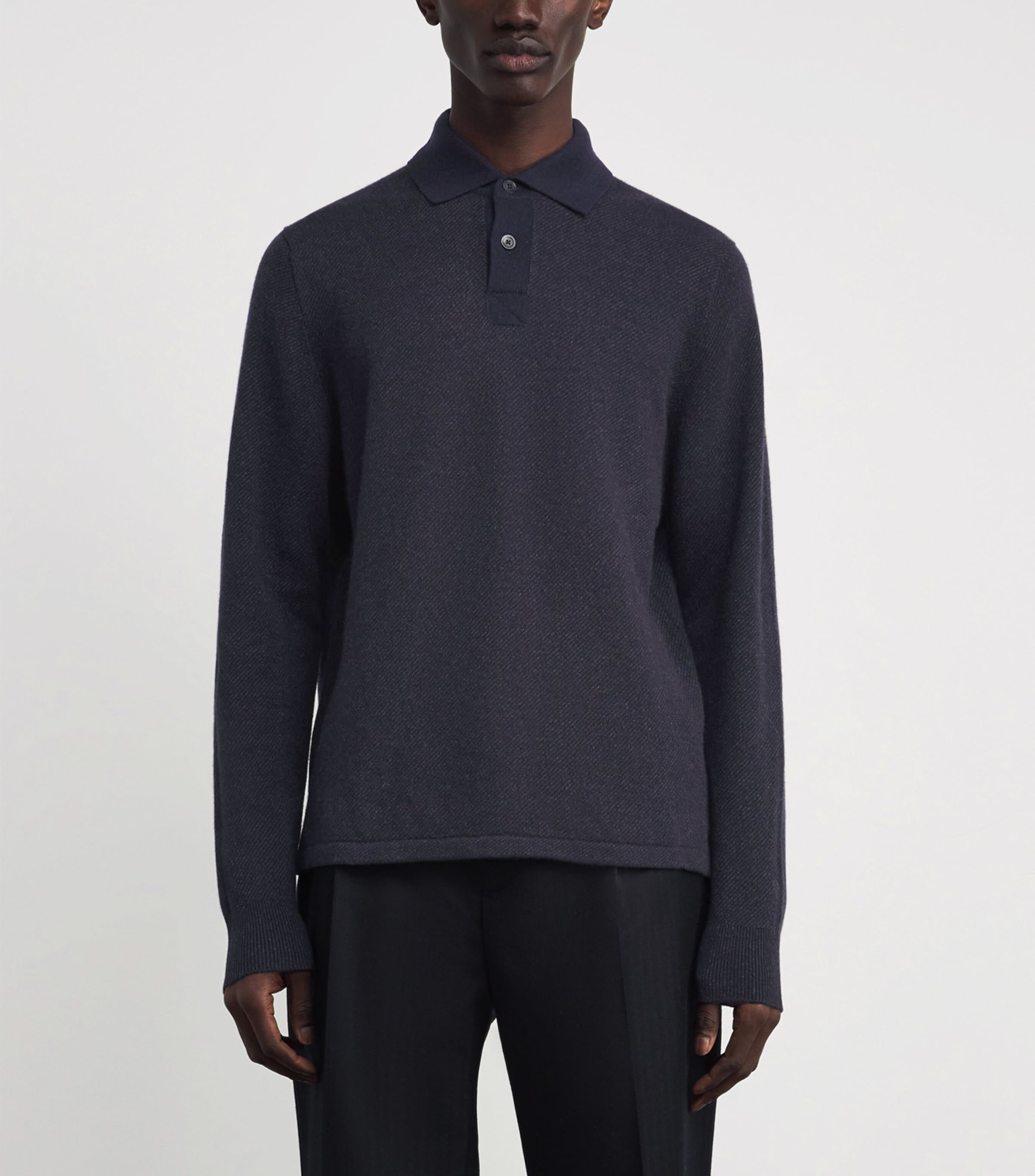 Cashmere Tweel Polo shirt Q25937 NAVY CHARC Image 3