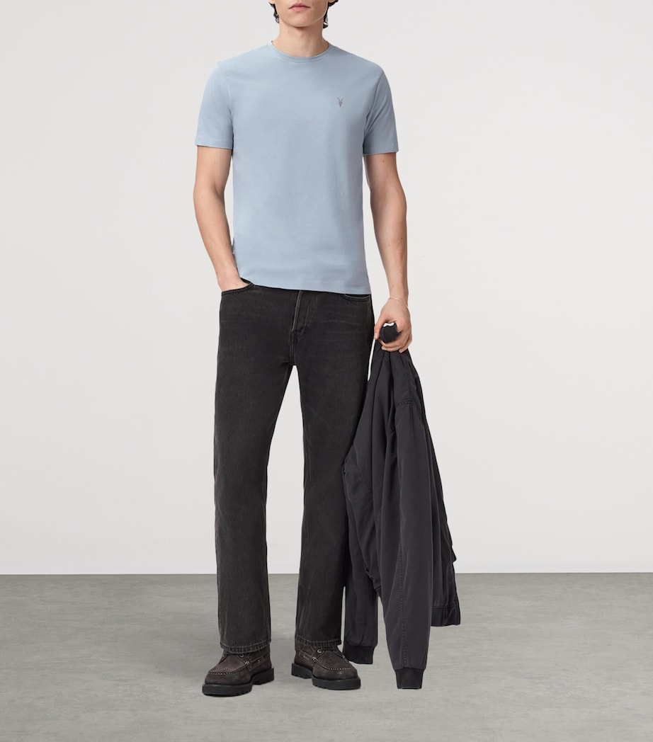 AllSaints Mens Organic Cotton Brace T-Shirt Misty Blue Image 5