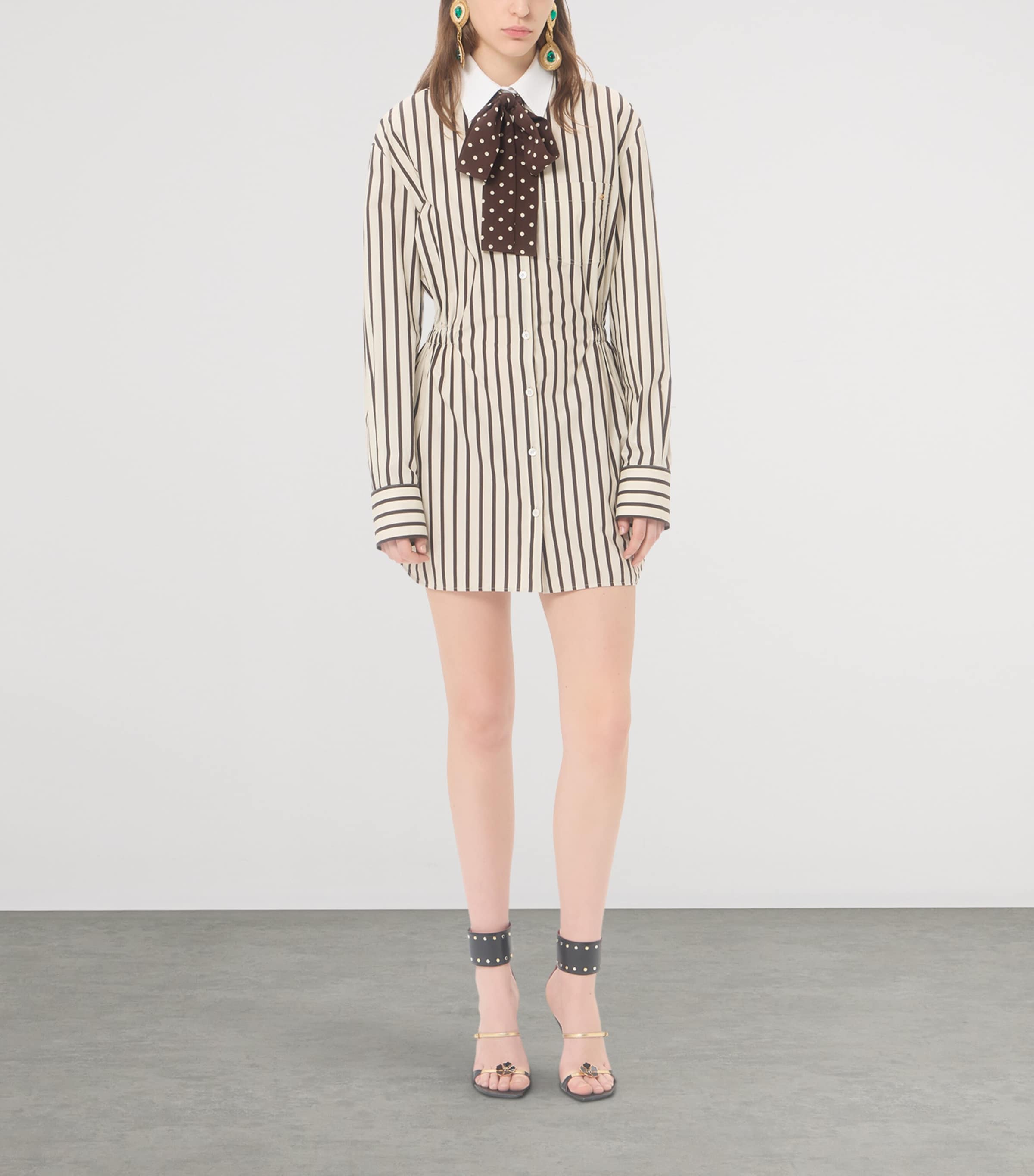 Valentino Womens Cotton Stripe Mini Shirt Dress Image 2