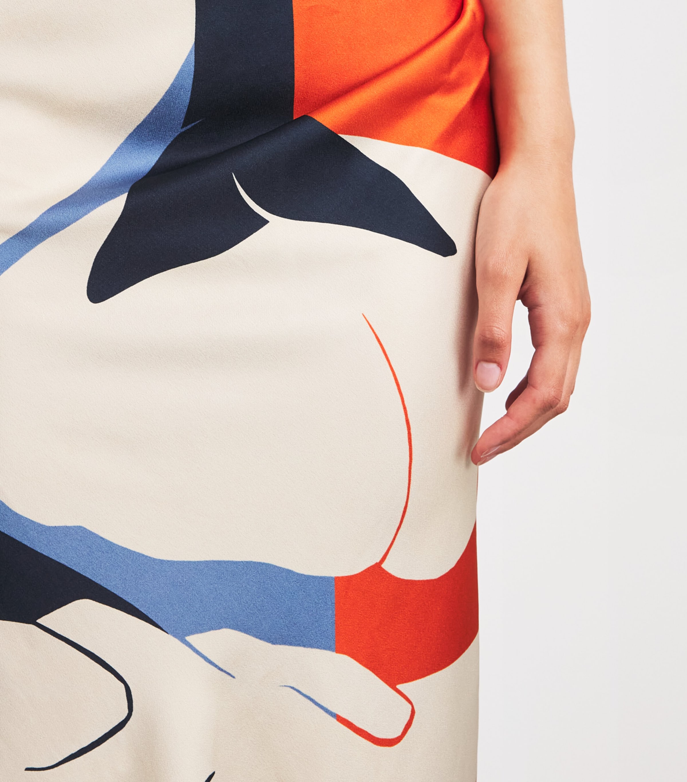 Victoria Beckham Womens Satin Draped Midi Dress Abstract Ocean Mist Image 5
