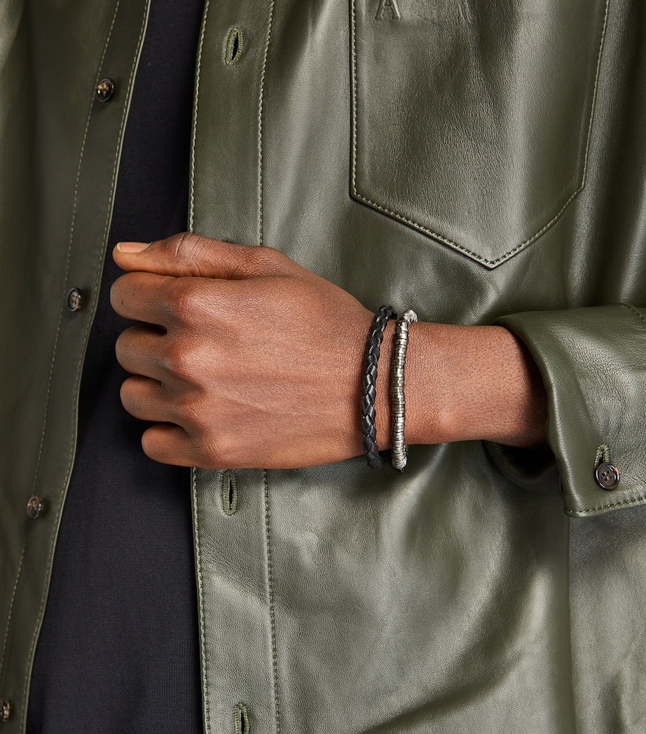 Herringbone Click Pelle Bracelet SILVER/ BLACK Image 5