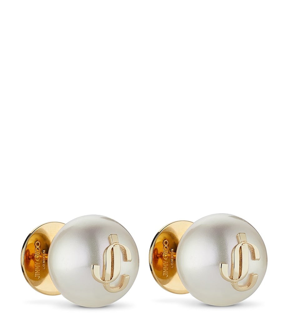 JC Logo Stud Earrings GOLD/WHITE Image 4