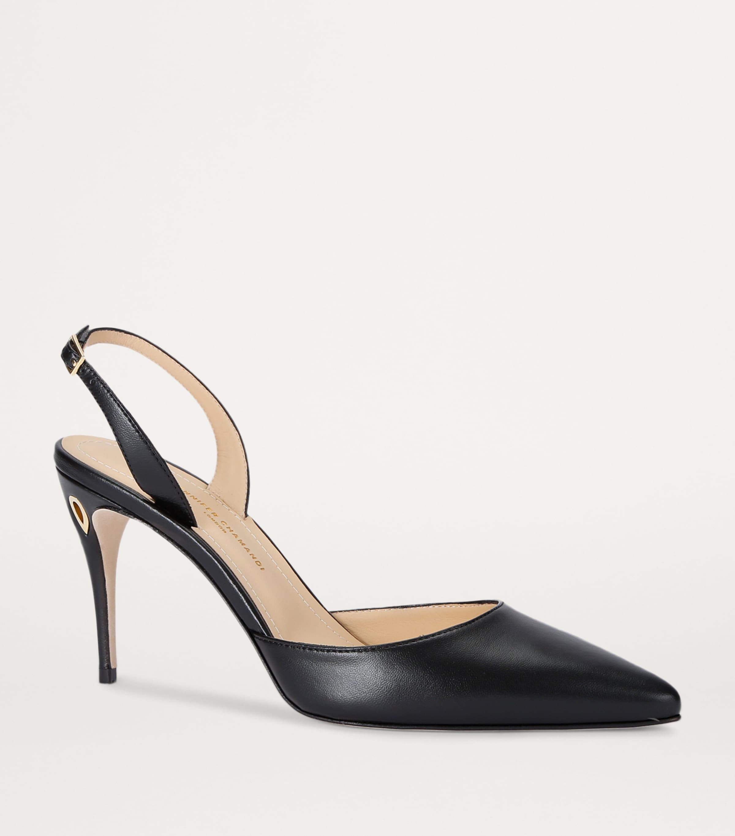 Jennifer Chamandi Leather Vittorio Slingback Pumps 85 Black Image 3