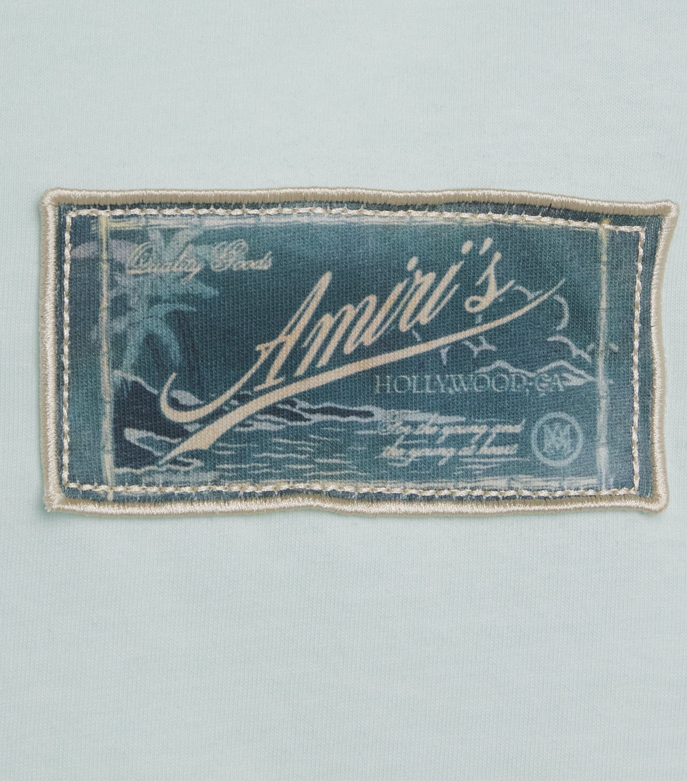AMIRI Mens Cotton Quality Goods Patch T-Shirt Powder Teal Image 6