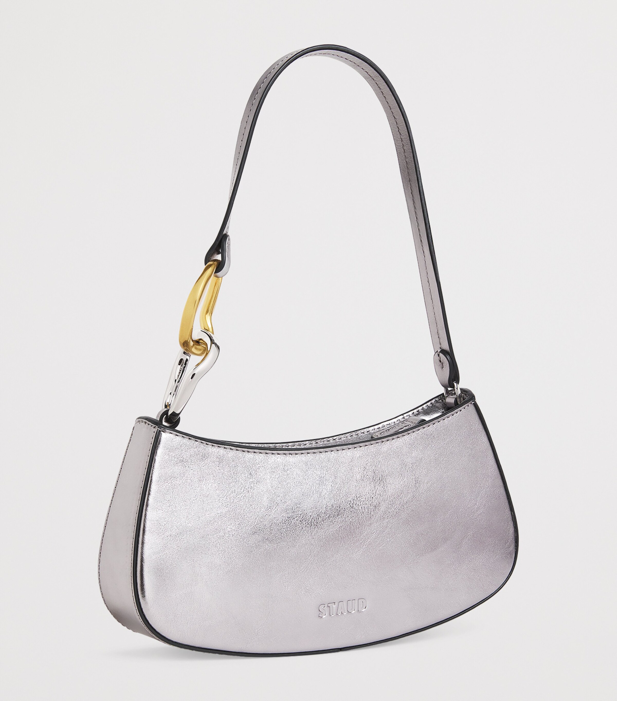 STAUD Leather Ollie Mini Bag Pwtr Pewter Image 3