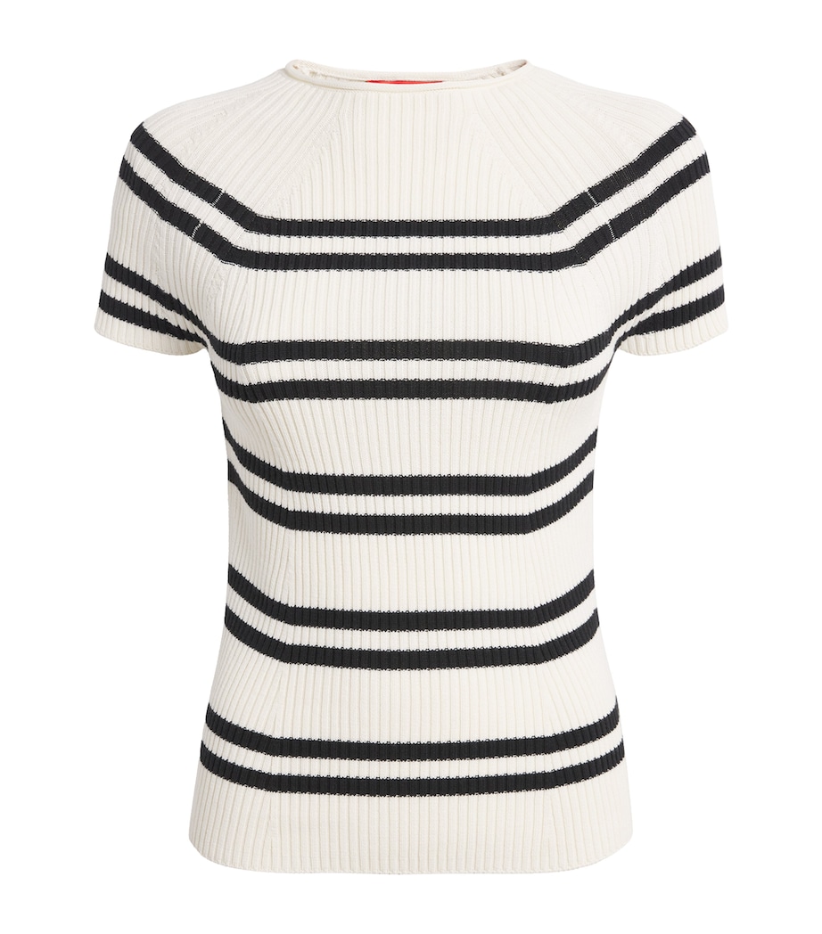 Stripe Short-Sleeve Sweater WHITE Image 1