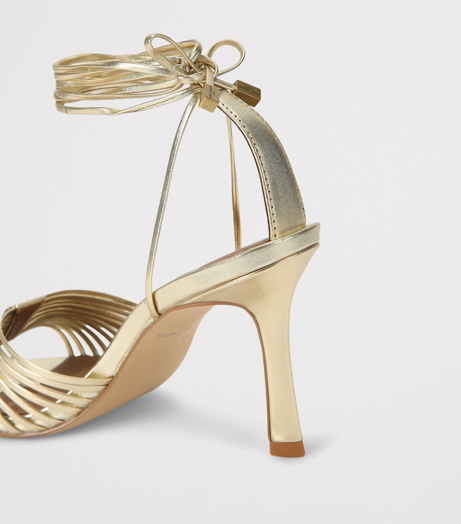 Kurt Geiger London Metallic Leather Embellished Heeled Sandals Gold Image 3