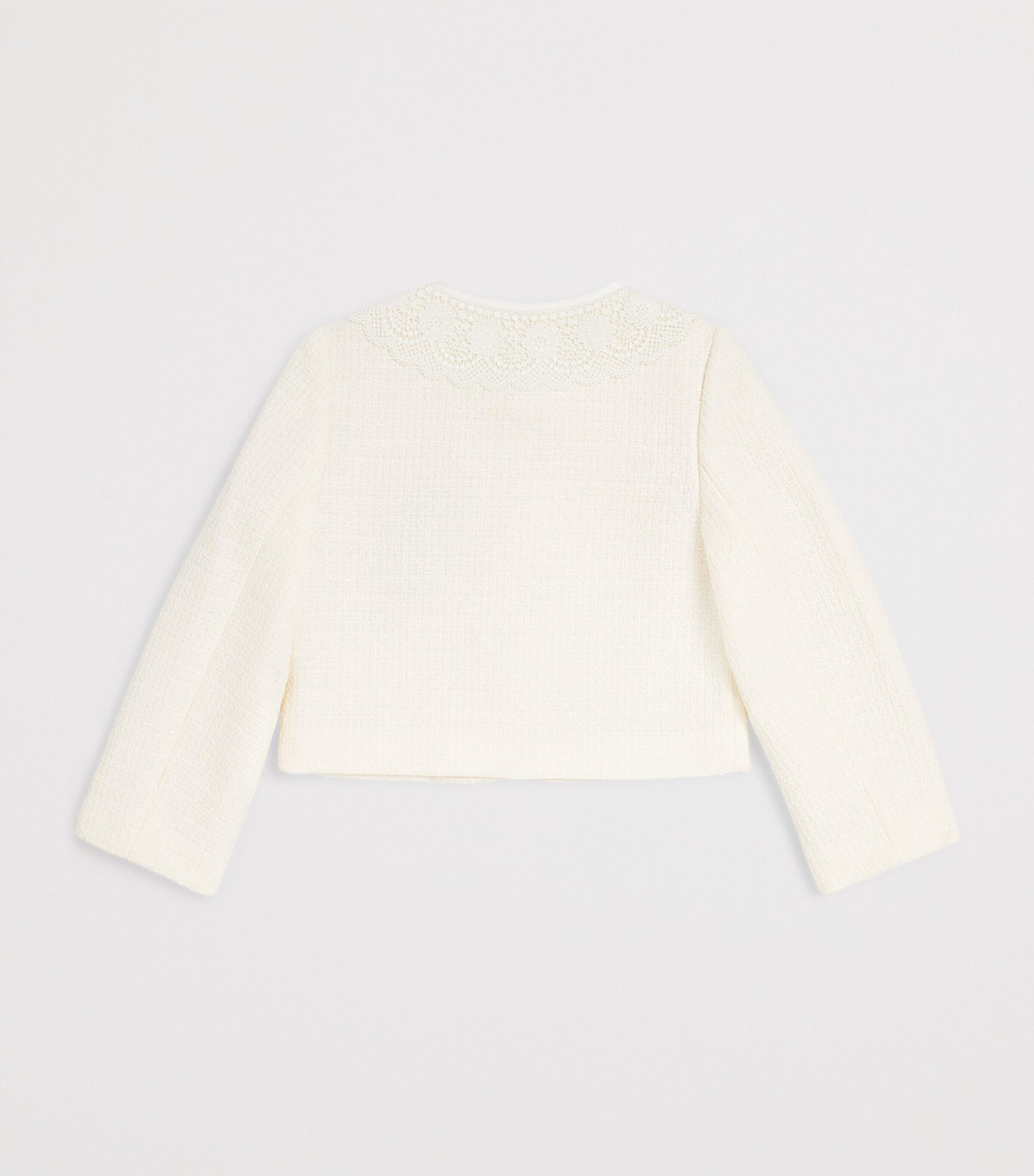 Self-Portrait Kids Bouclé Bow-Detail Jacket (3-12 Years) Cream Image 2