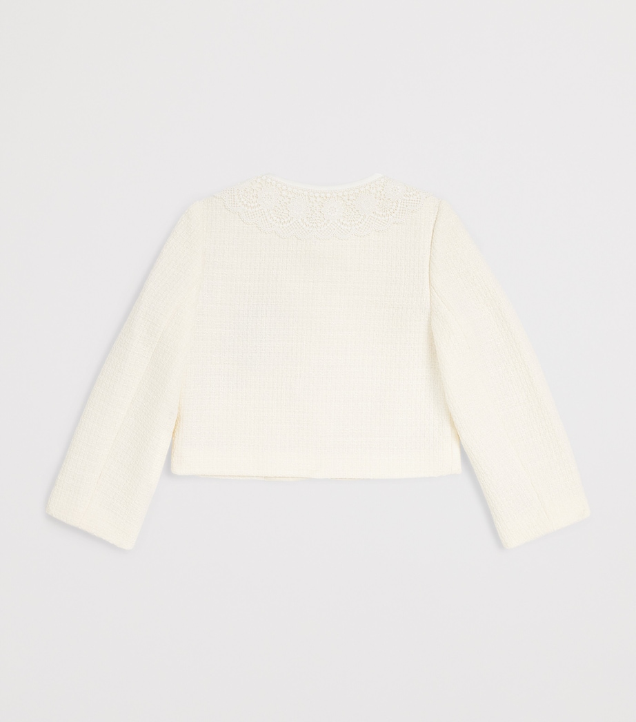 Self-Portrait Kids Bouclé Bow-Detail Jacket (3-12 Years) Cream Image 2