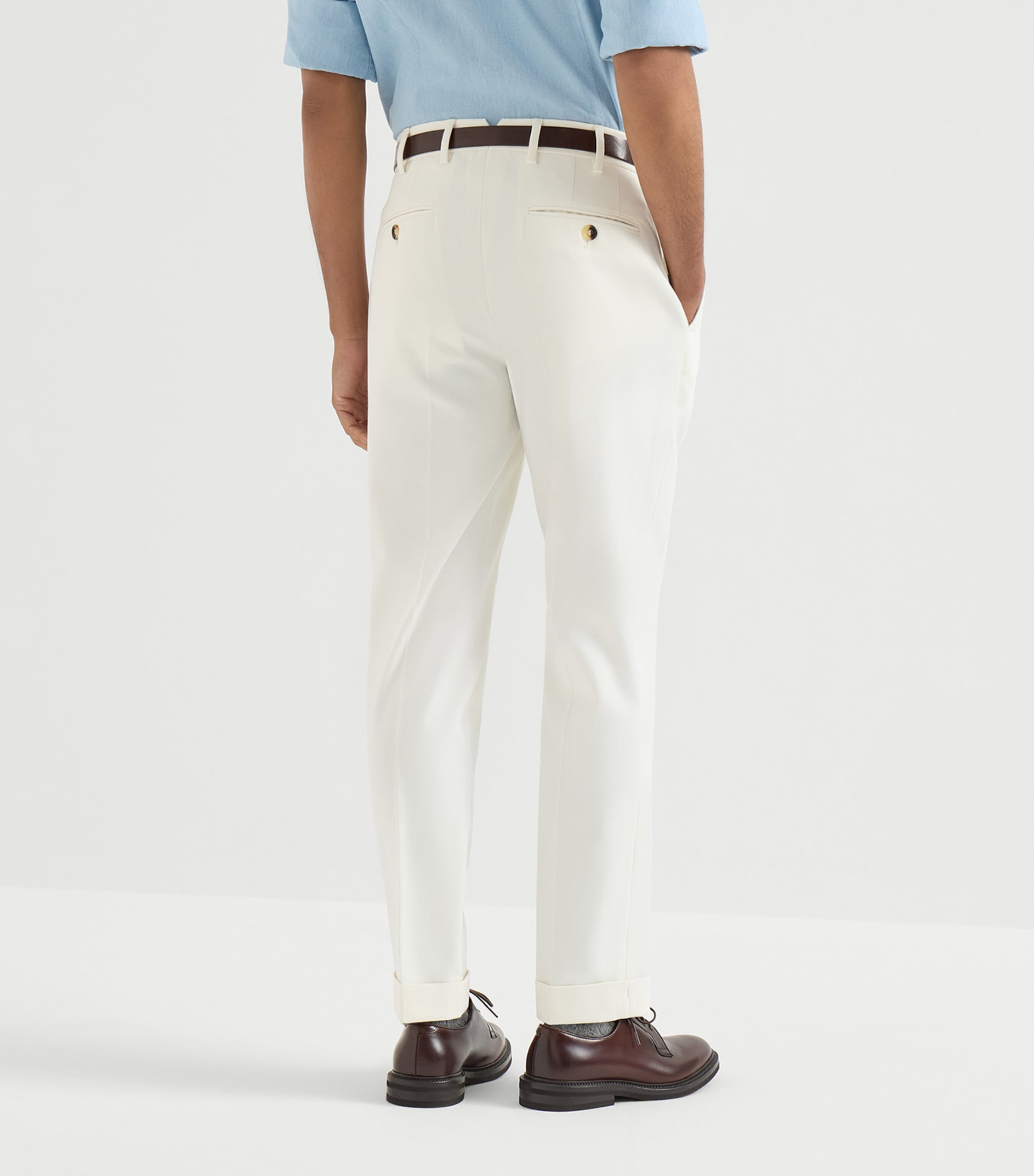 Brunello Cucinelli Mens Cotton-Virgin Wool Gabardine Trousers Image 4