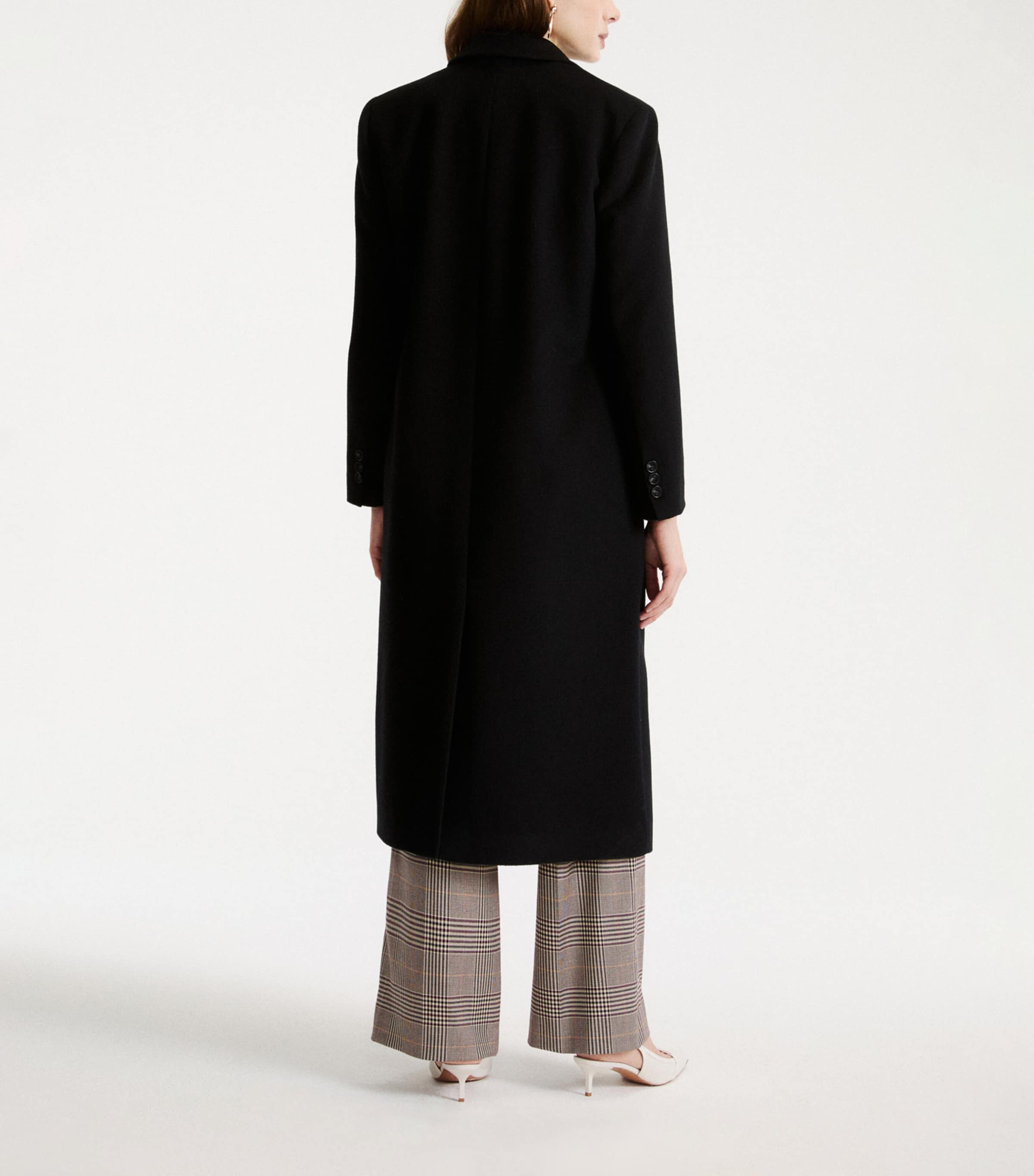 Marella Womens Virgin Wool-Cashmere Coat Black Image 3