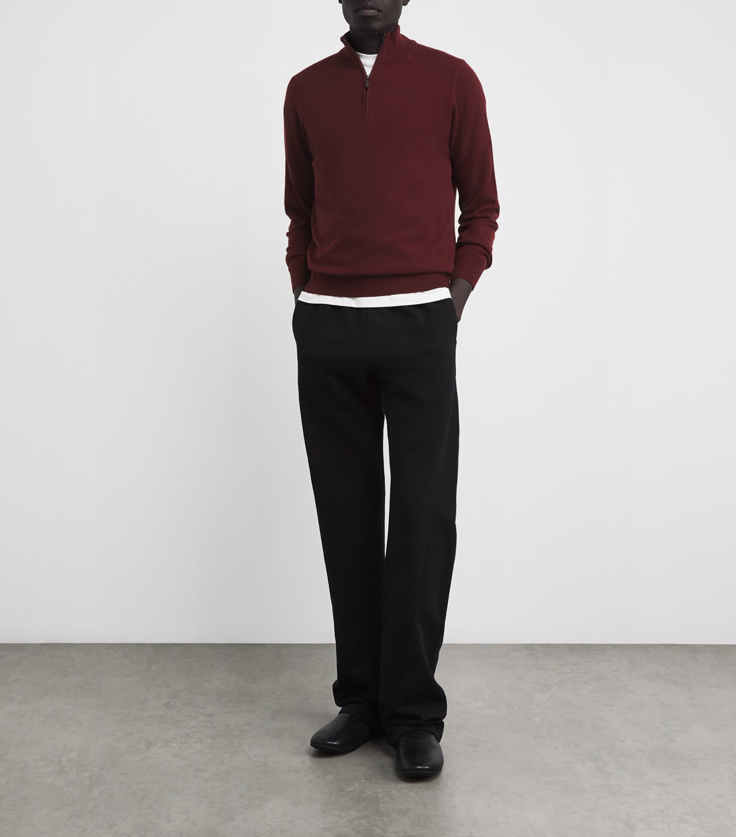 Colombo Mens Kid Cashmere Quarter-Zip Sweatshirt Red Image 2