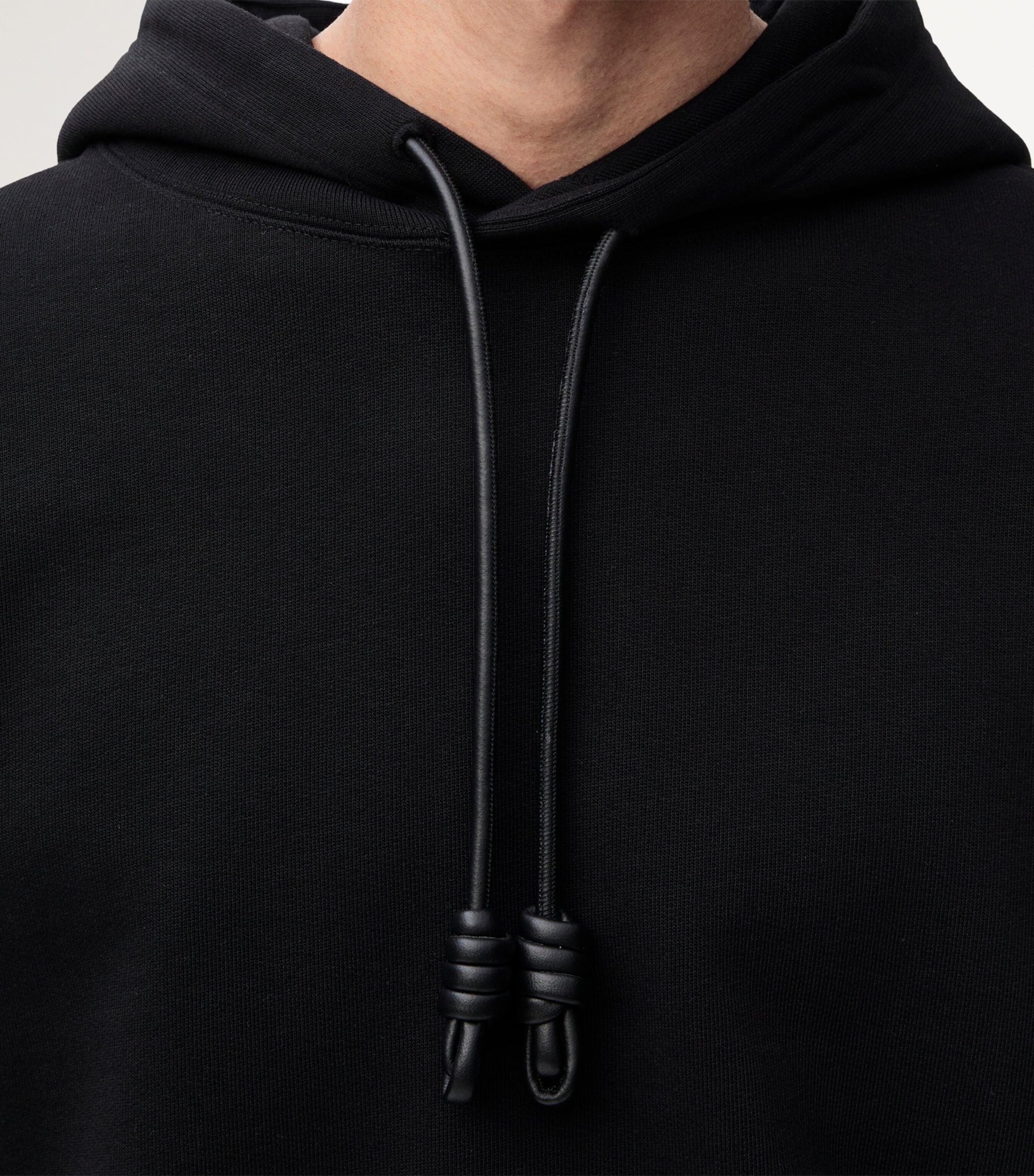 LOEWE Black Cotton-Blend Leather-Anagram Hoodie | Harrods US