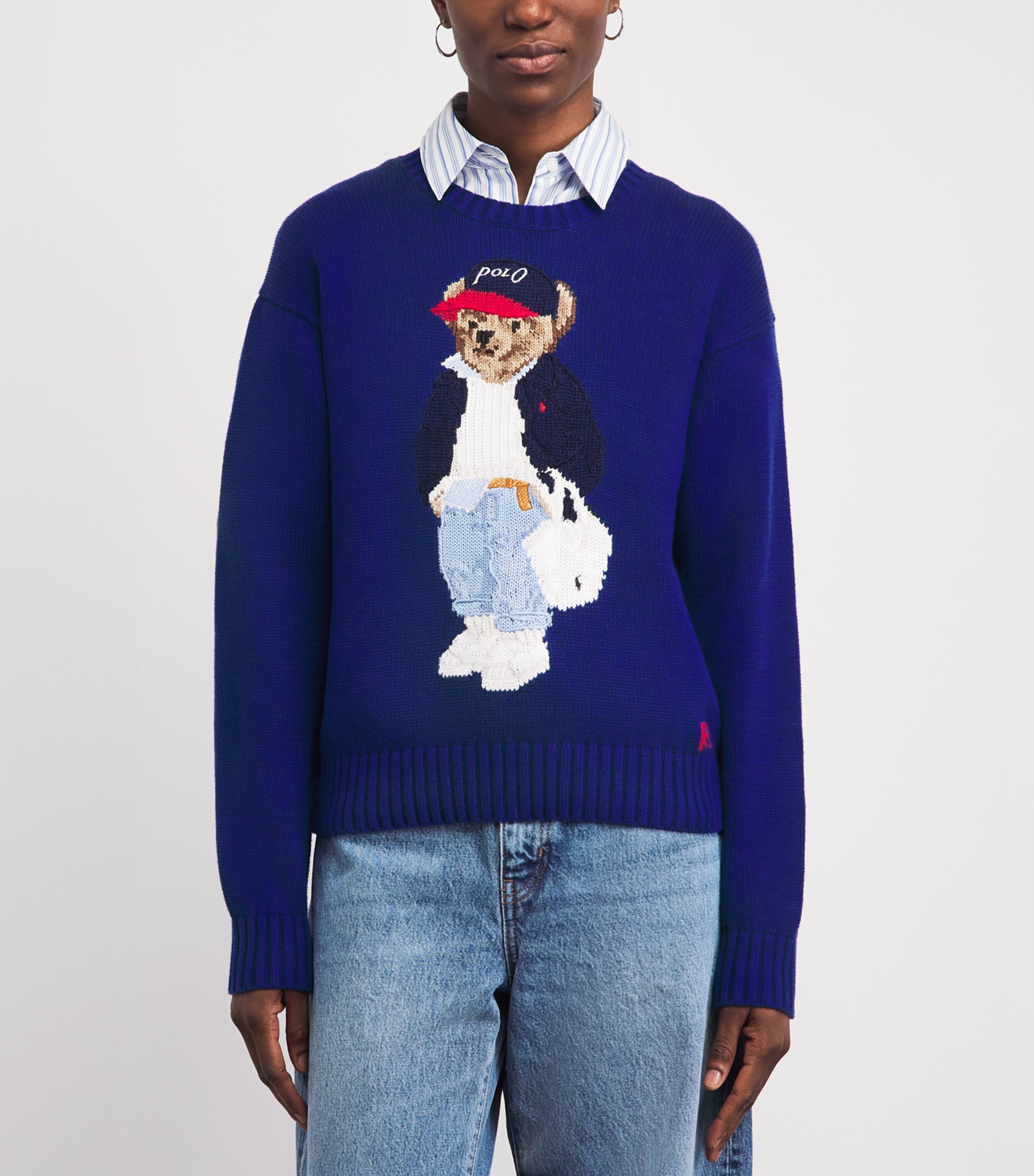 Polo Ralph Lauren Womens Cotton Polo Bear Sweater Sporting Royal Image 4