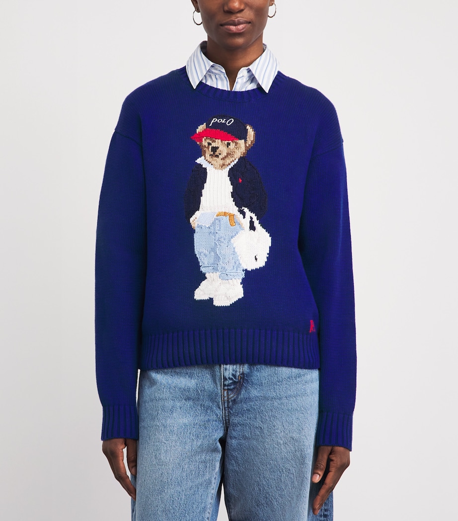 Polo Ralph Lauren Womens Cotton Polo Bear Sweater Sporting Royal Image 4