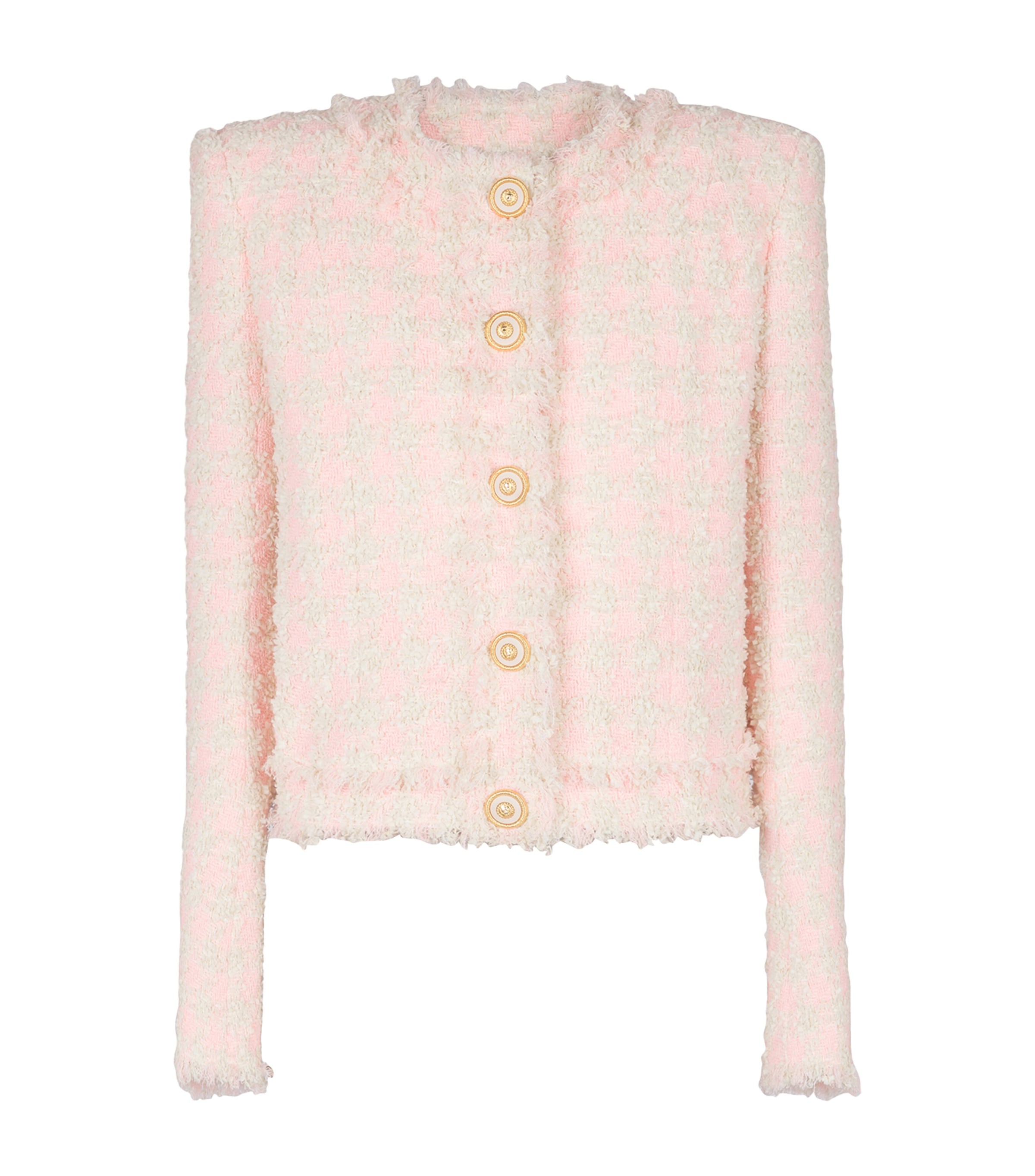 Balmain Five-button Tweed Jacket In Pink