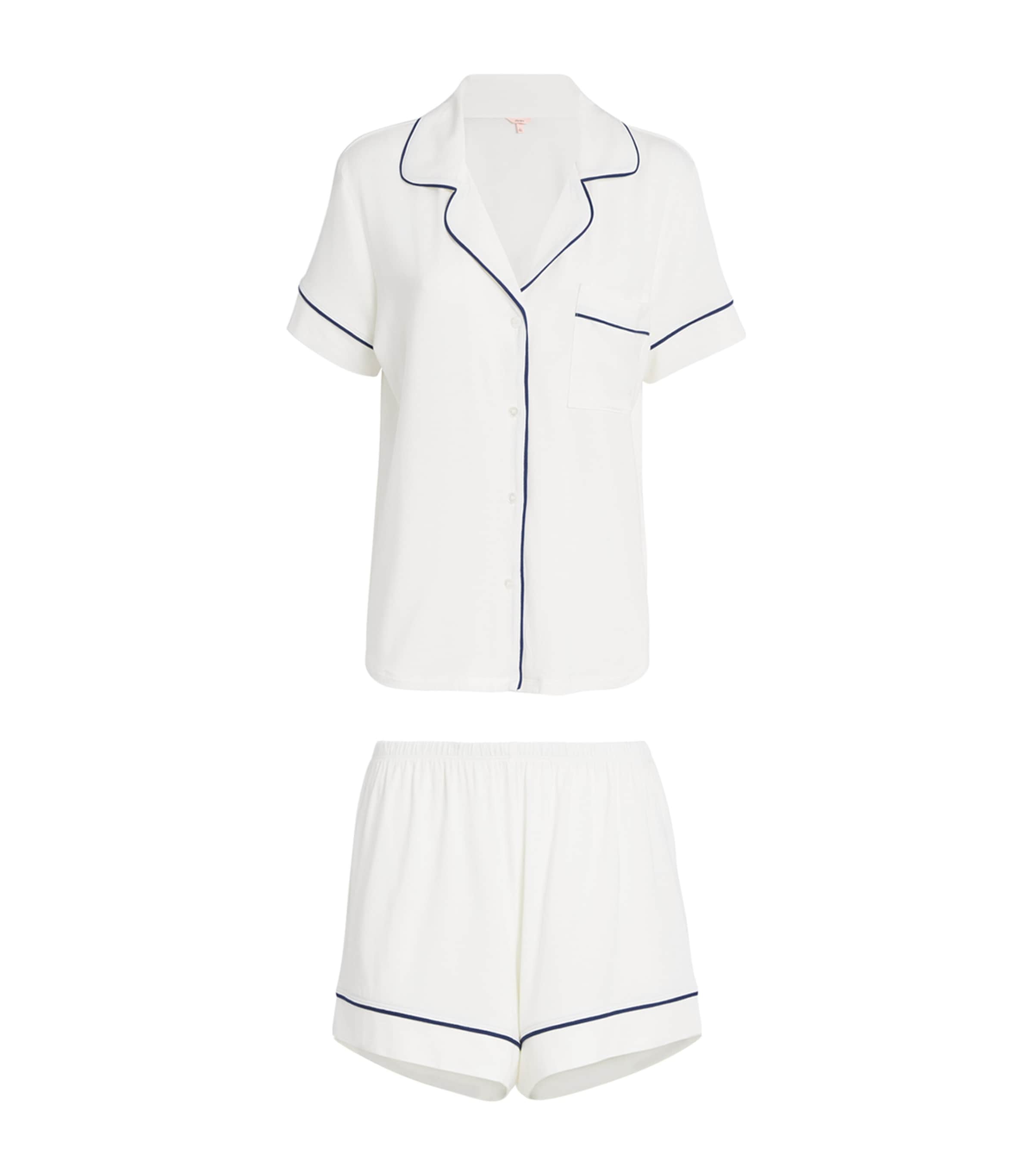 Eberjey Womens Ivory Navy Gisele Relaxed-fit Stretch-woven Jersey Pyjama Set In Ivory