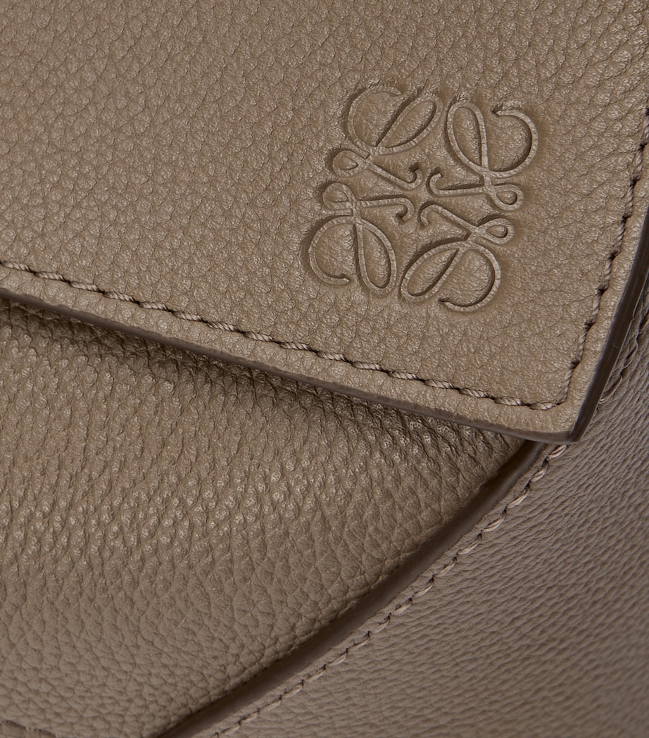 Small Leather Puzzle Edge Top-Handle Bag TAUPE Image 10