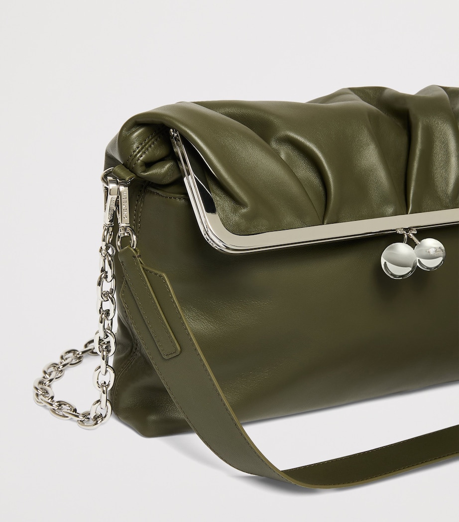 Weekend Max Mara Large Leather Pasticcino Shoulder Bag Dark Green Image 7