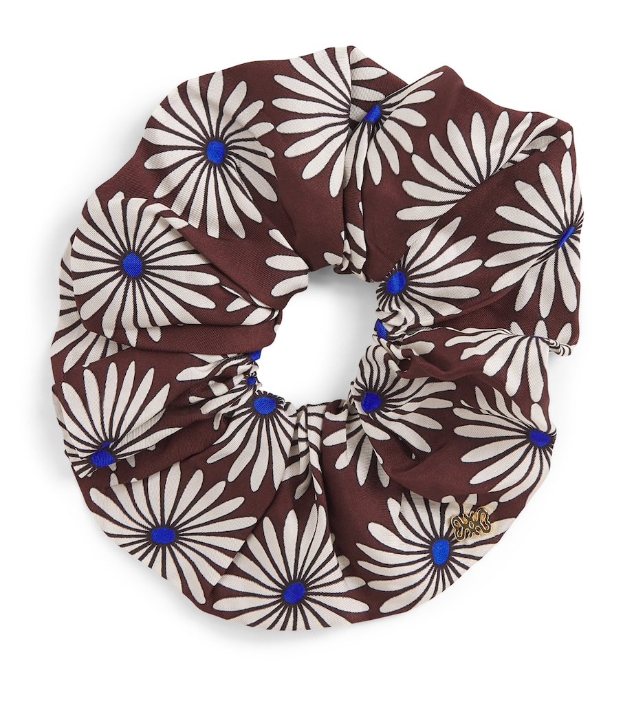 Sandro Paris Silk Floral Print Scrunchie Marron / Bleu Image 1