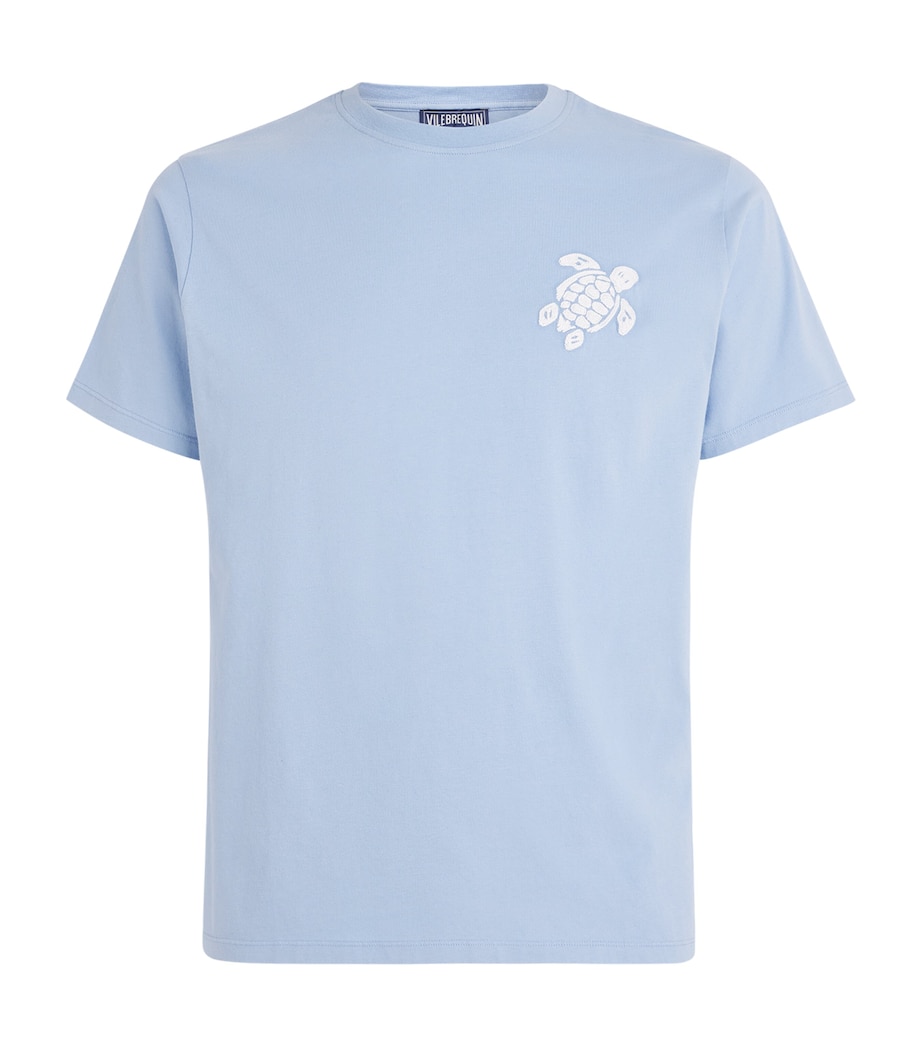 Vilebrequin Mens Organic Cotton Embroidered T-Shirt Cloudy Image 1