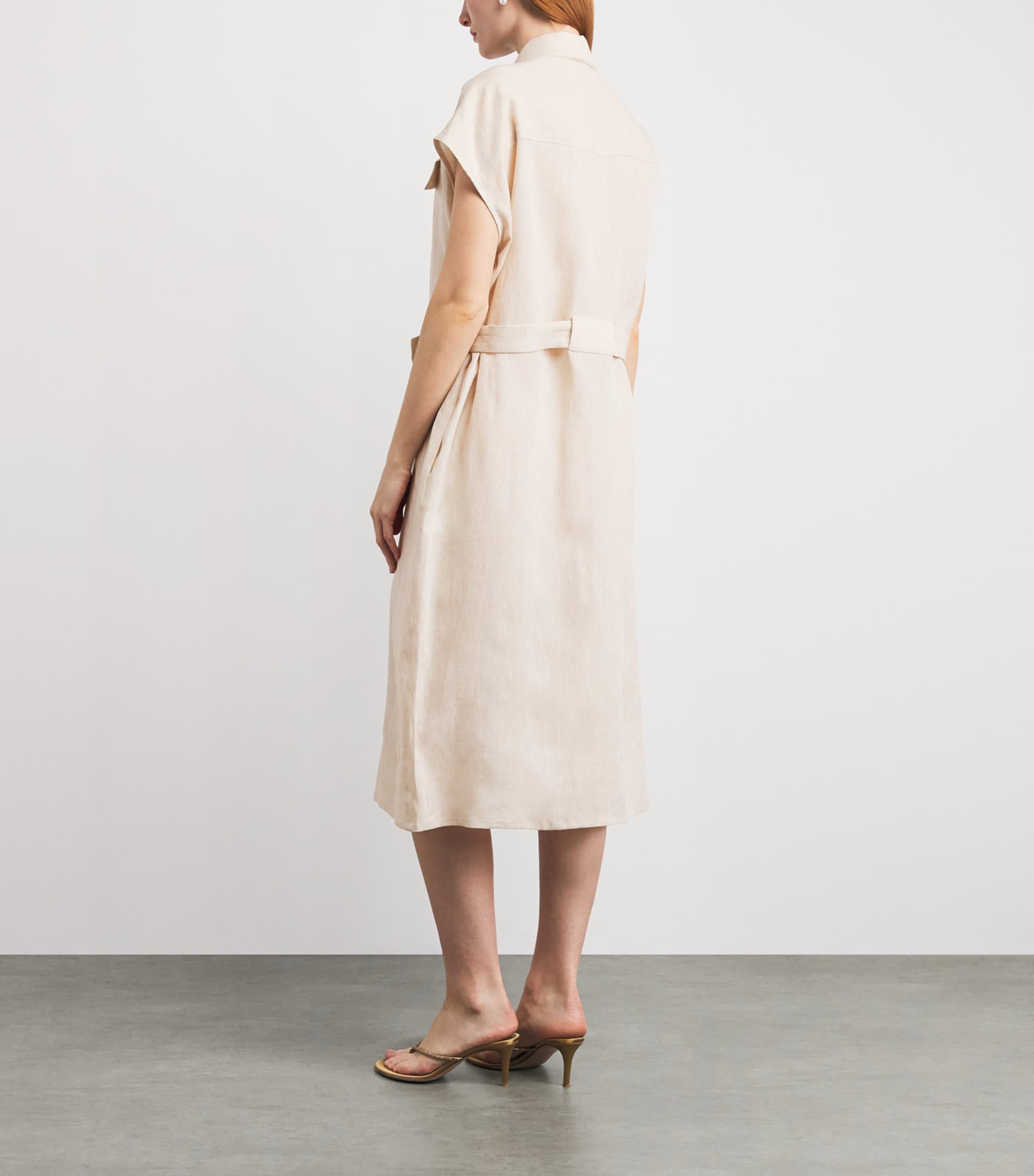 Fabiana Filippi Womens Linen Safari Midi Dress Naturale Image 5
