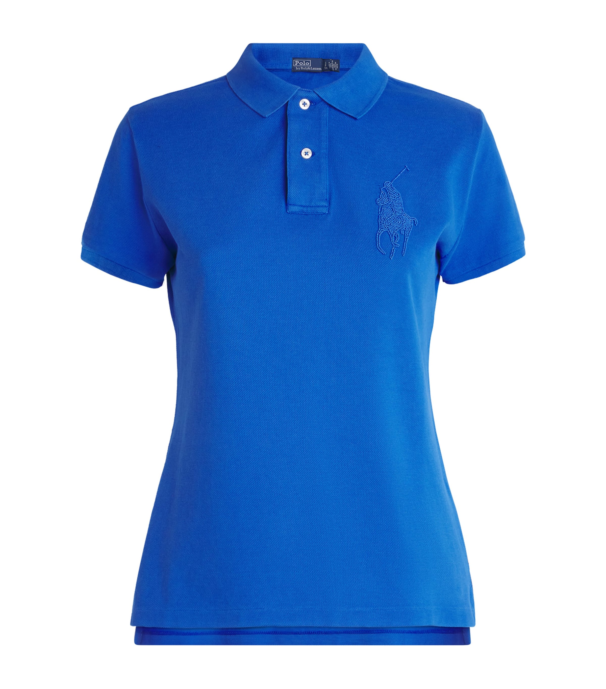 Polo Ralph Lauren Womens Cotton Beaded Big Pony Polo Shirt Gala Blue Image 1