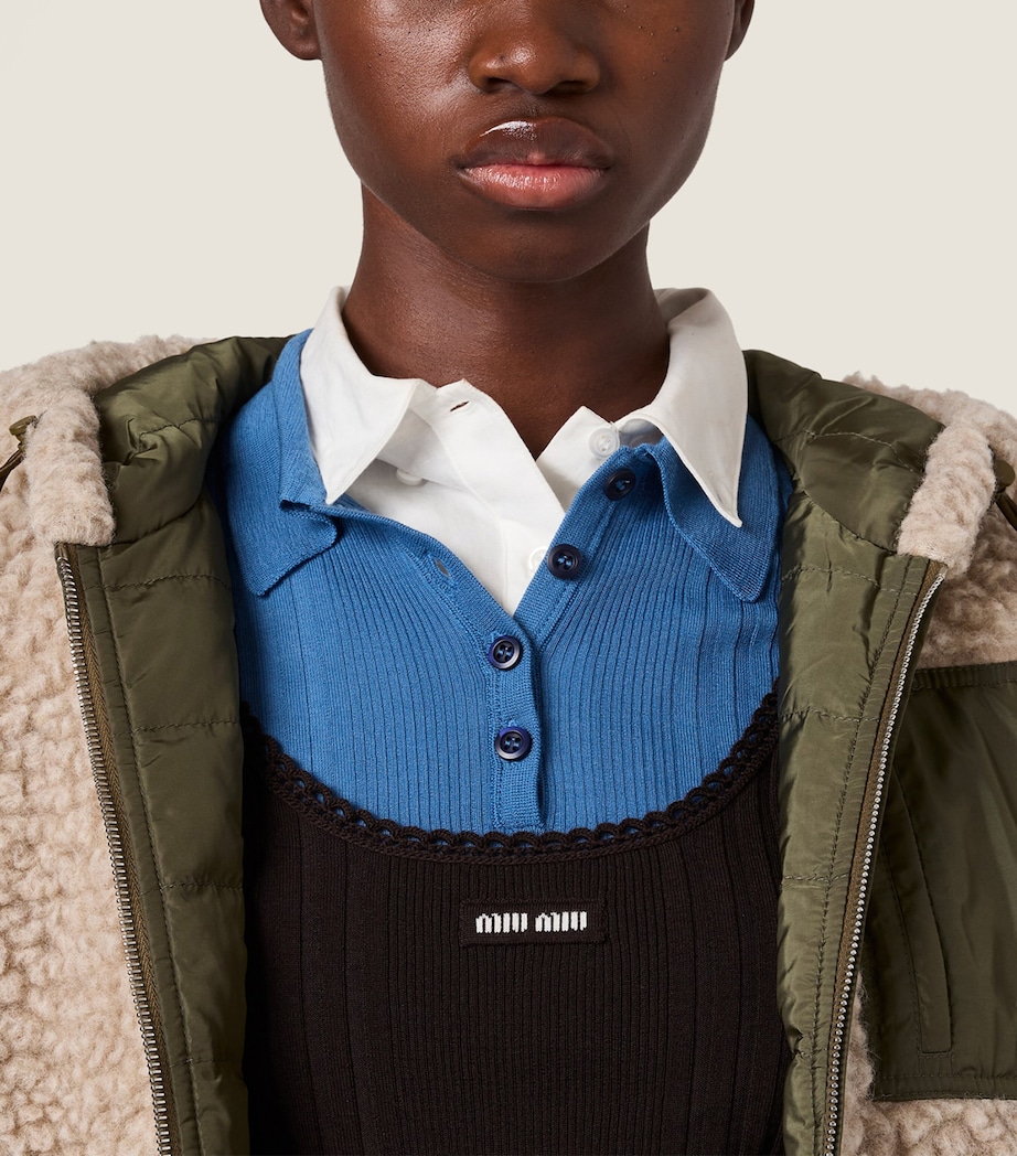 Wool-Blend Teddy Bomber Jacket F03QQ Image 4