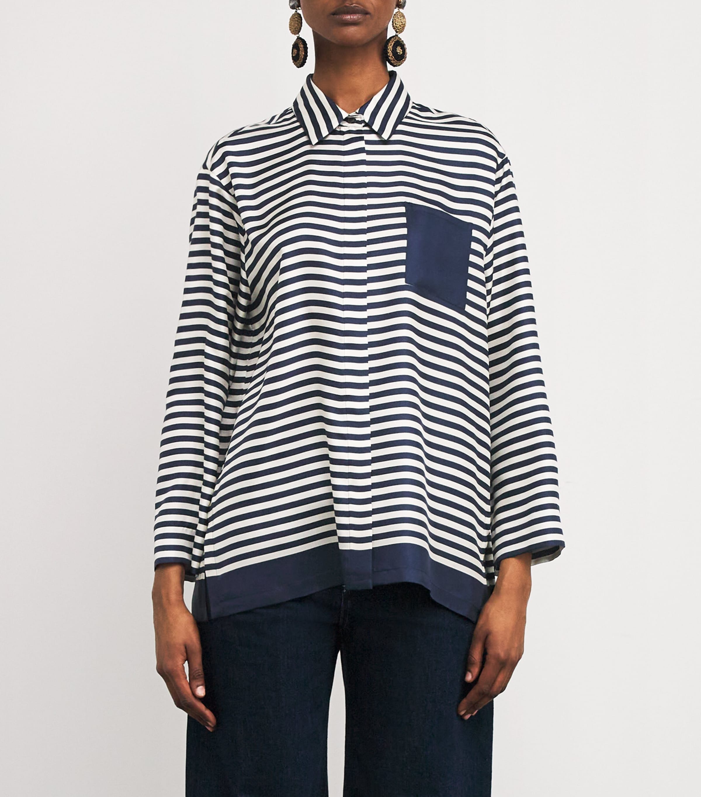 Tシャツ・カットソー S Max Mara MAYA PRINTED SILKTWILL STRIPES SHIRT Maya striped silk shirt in beige - S Max Mara | Mytheresa
