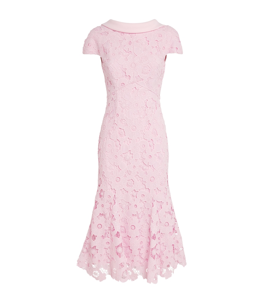 Self-Portrait Womens Lace Scoop-Back Midi Dress Pink Image 1
