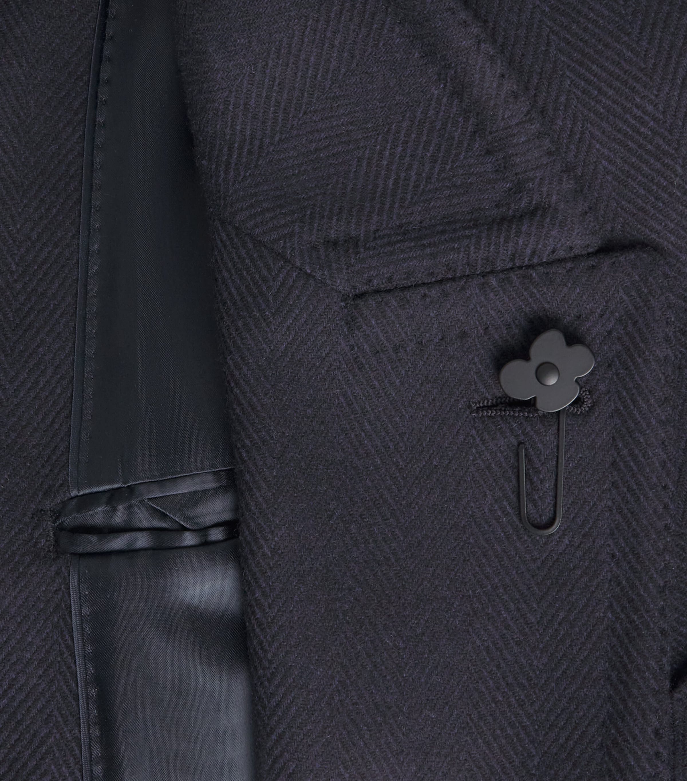 Wool-Cashmere Double-Breasted Overcoat 850NE-NAVY CHEVRON Image 5