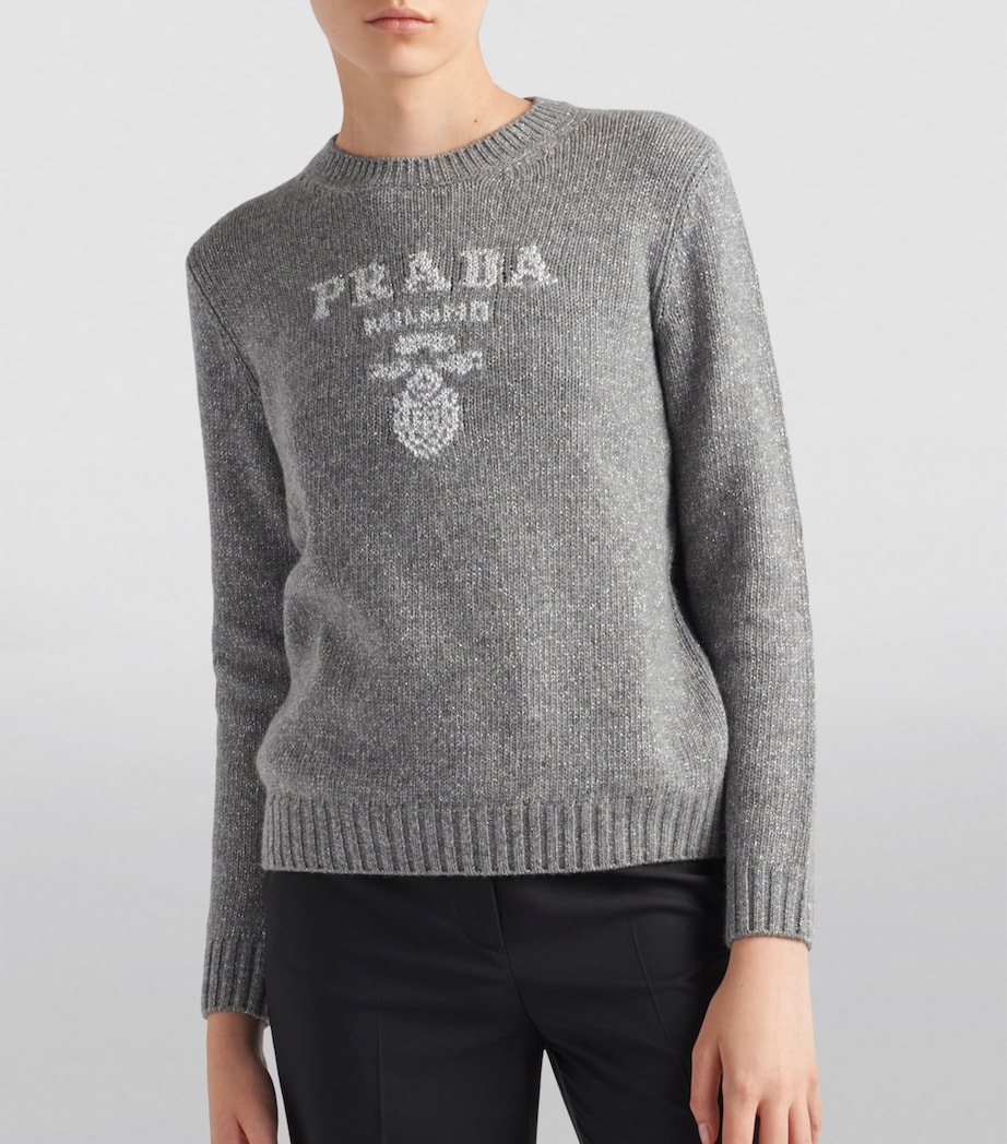 Wool-Cashmere Lamé Logo Sweater F0D1P Image 5