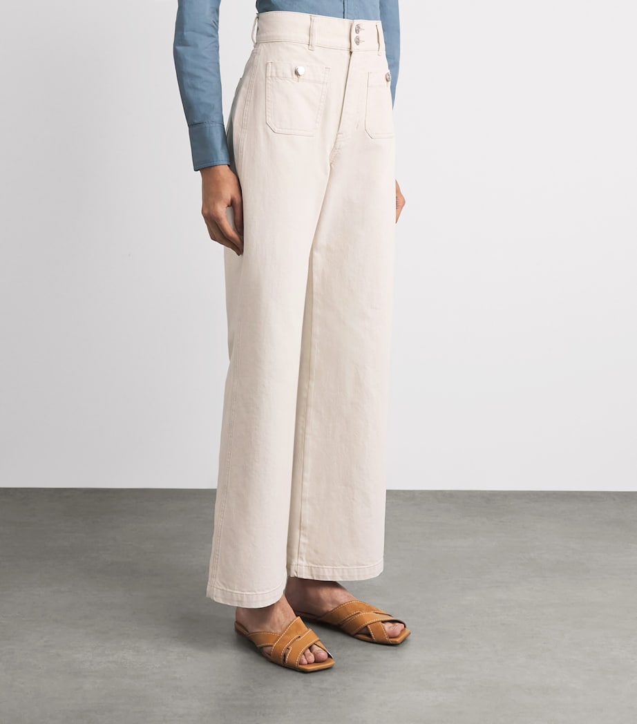 Veronica Beard Womens Taylor Wide-Leg Jeans Ecru Image 4