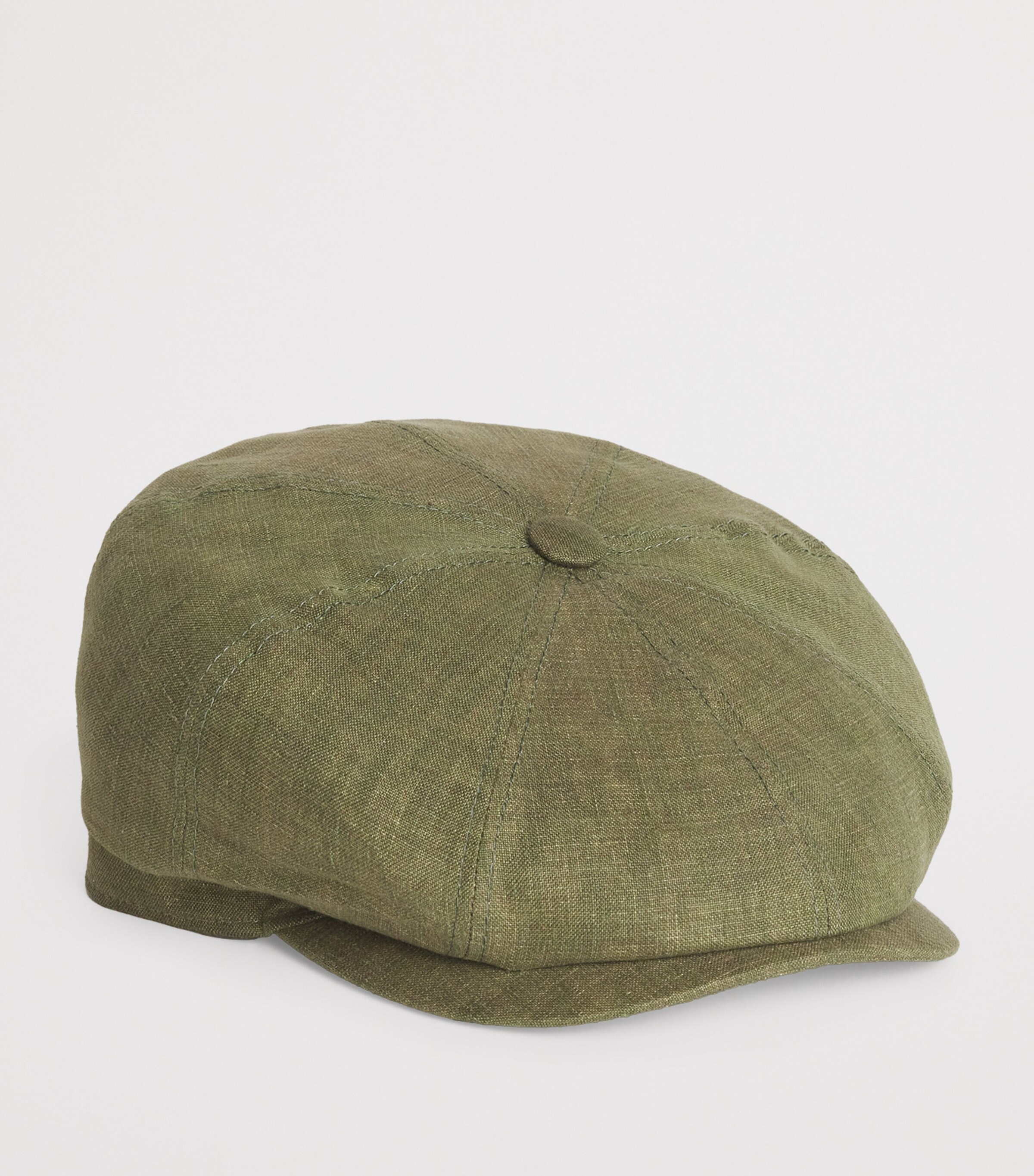 Linen Newsboy Flat Cap 55 - OLIVE Image 2