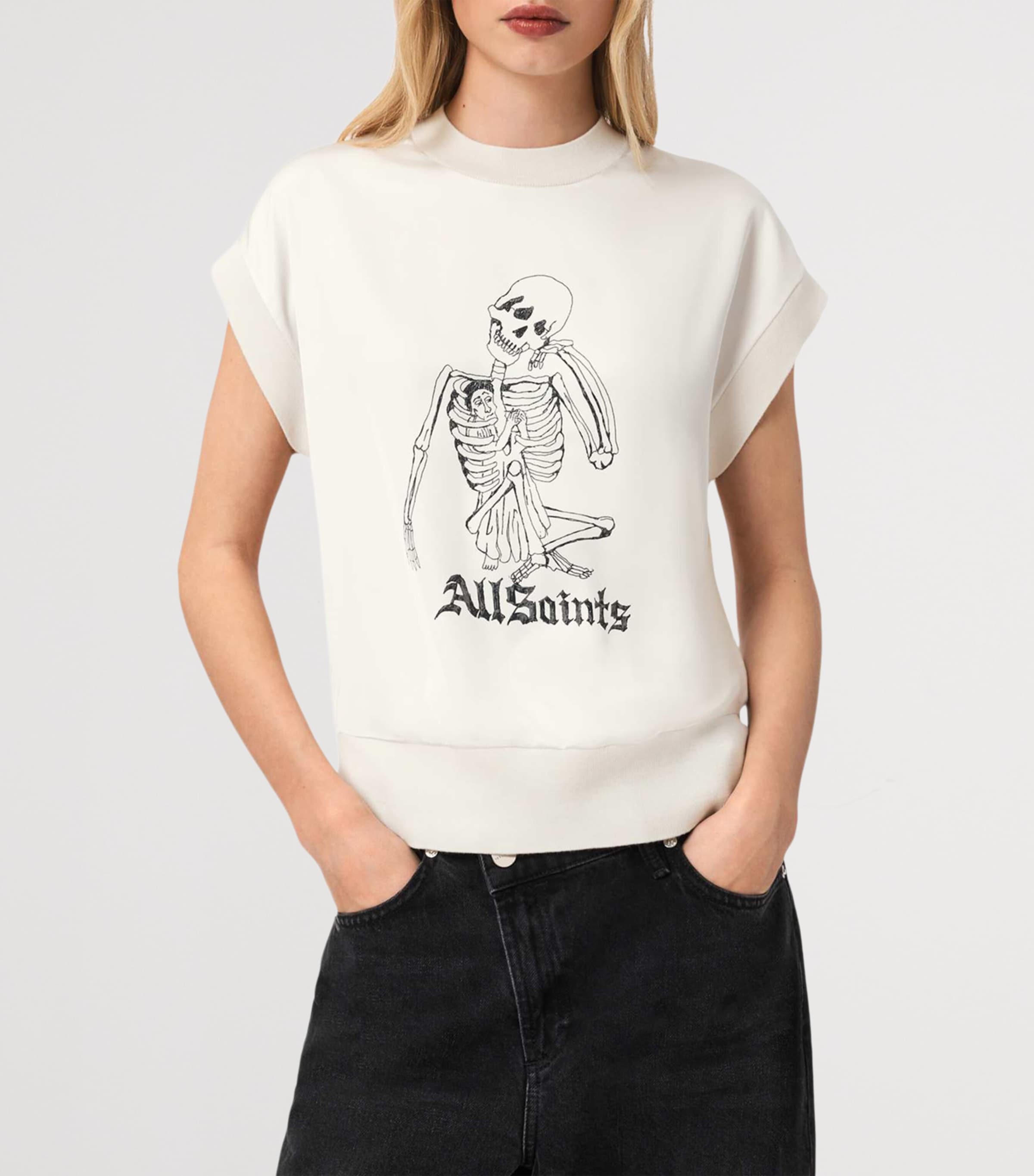 AllSaints Womens Printed Terra T-Shirt Chalk White Image 3