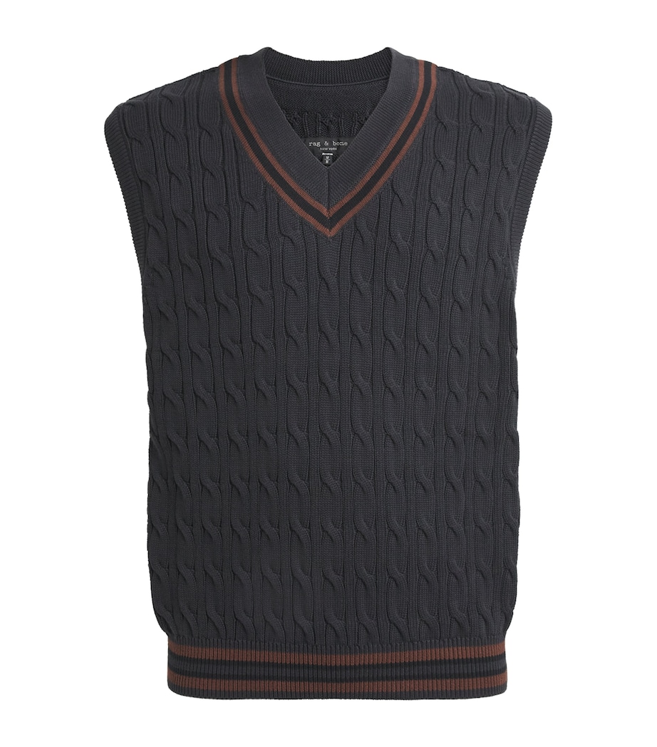 Cotton Cable-Knit Sweater Vest DKGRY Image 1