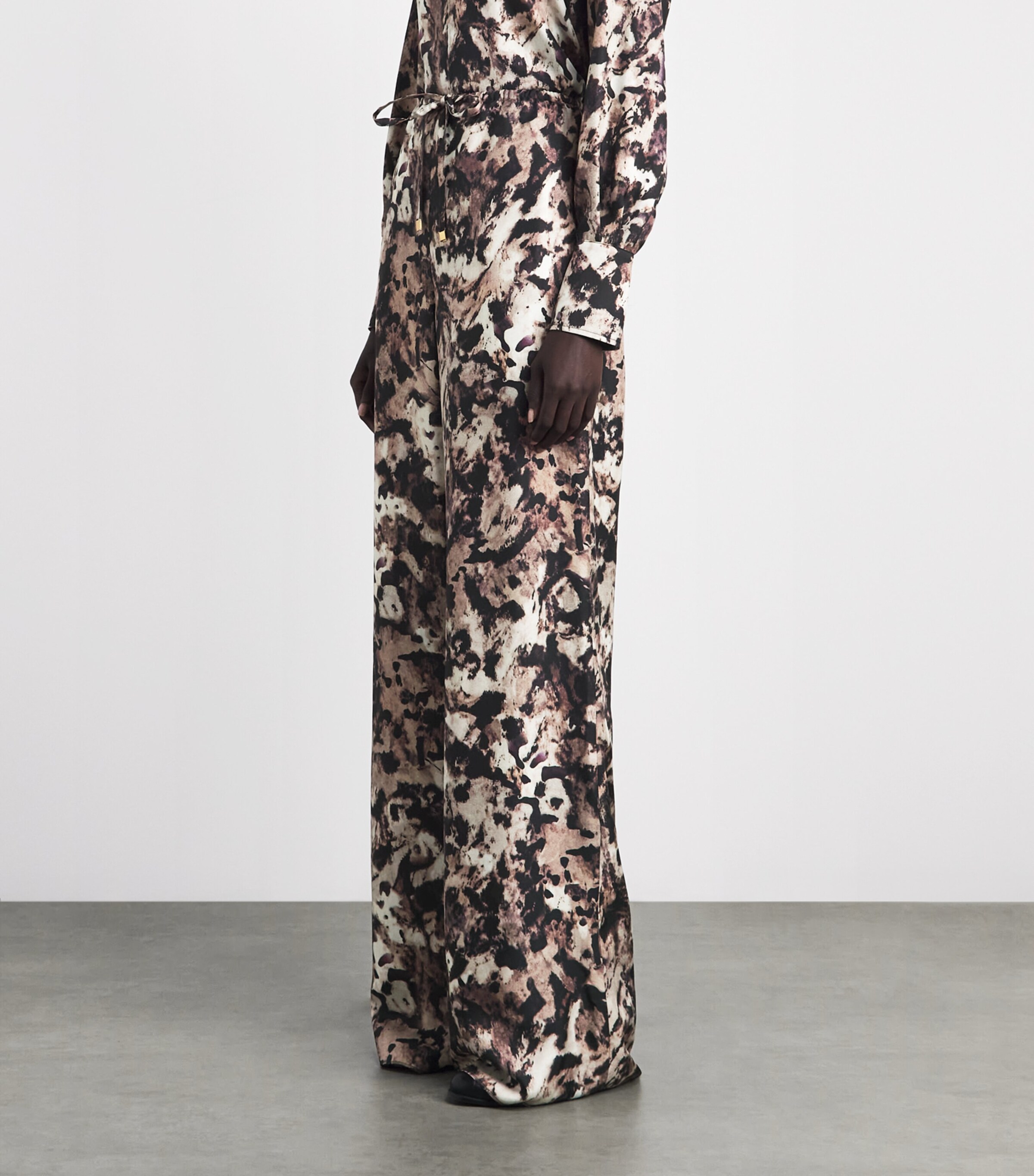 Agnona Womens Silk Printed Wide-Leg Trousers Drk Bgdy Image 4