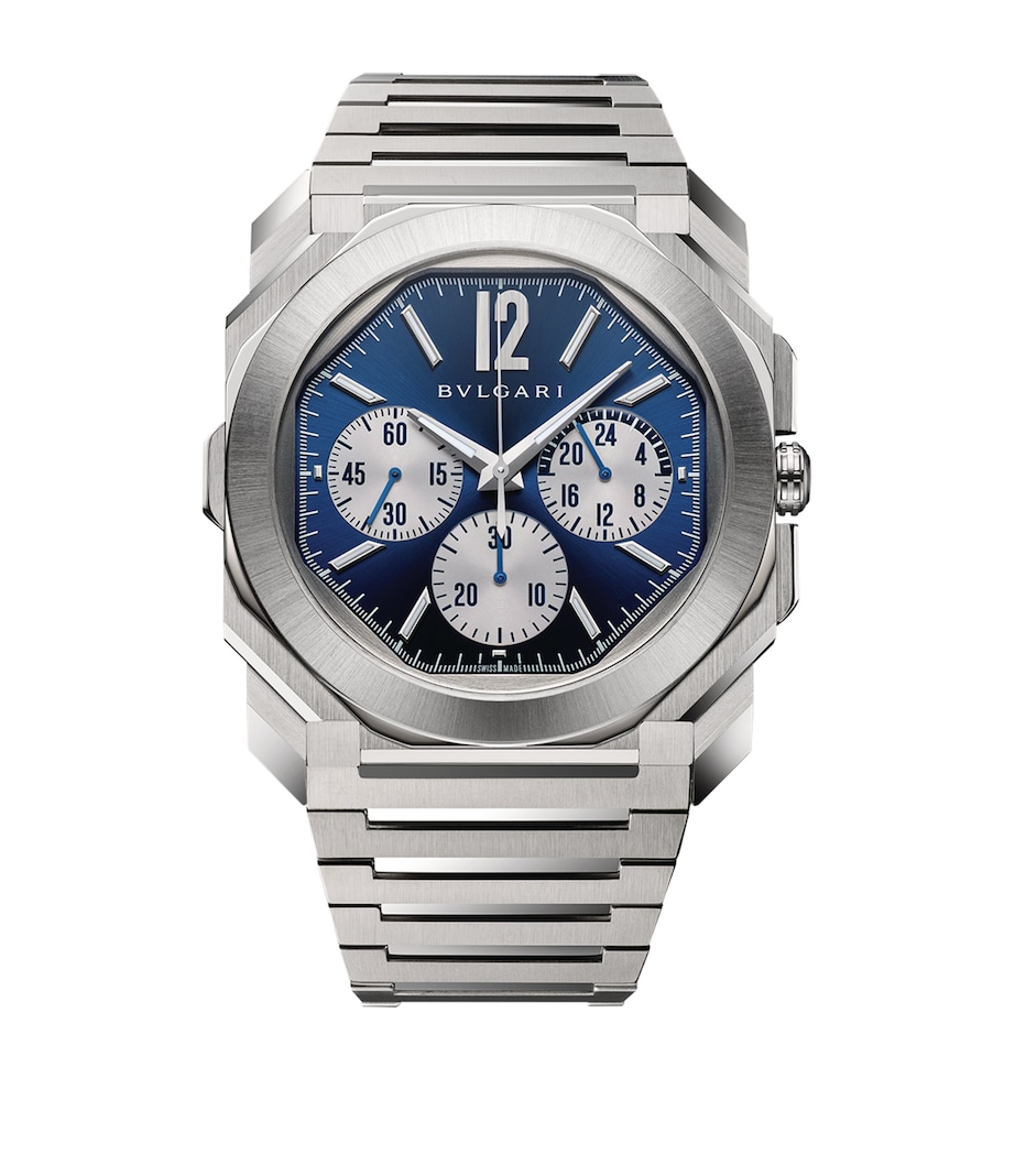 Stainless Steel Octo Finissimo Chronograph GMT Watch 43mm BLUE Image 1