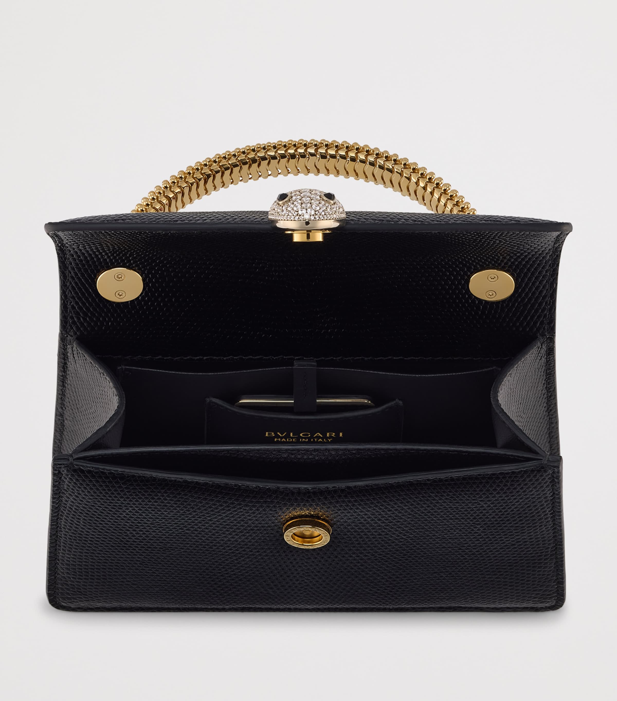 Mini Lizard Leather Serpenti Pallini Top-Handle Bag BLACK Image 3