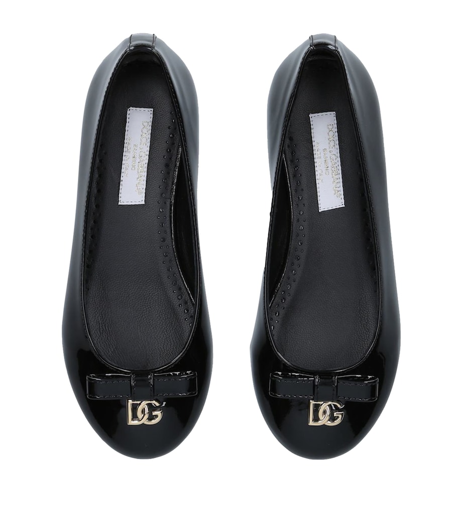Dolce&Gabbana Kids Leather Vernice Ballet Flats Black Image 4