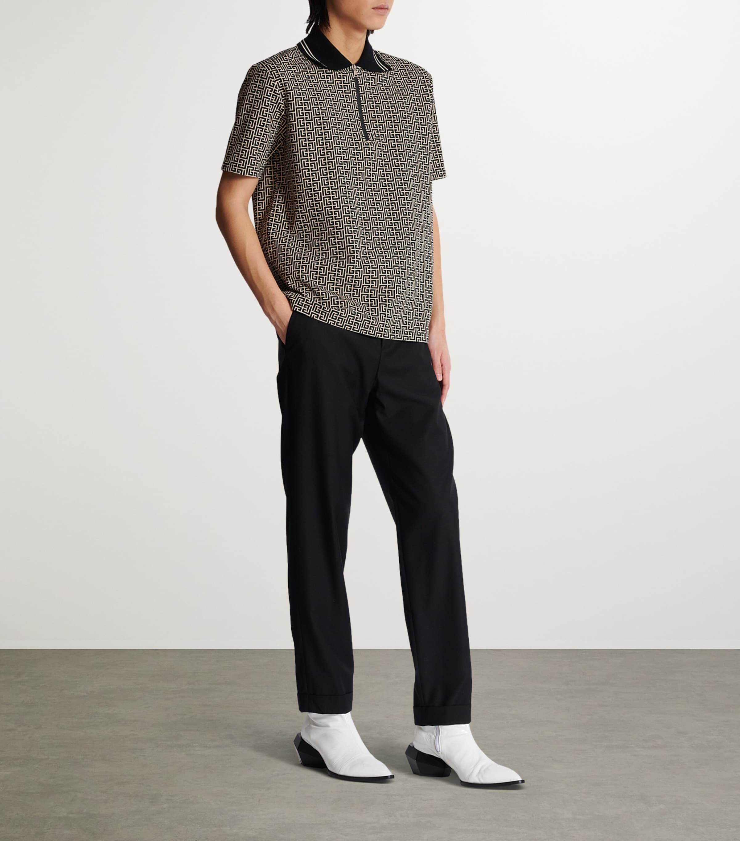 Virgin Wool PB Labyrinth Polo Shirt GFE IVOIRE/NOIR Image 2