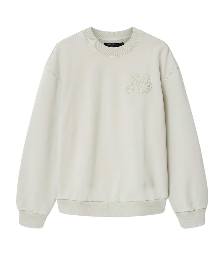 AllSaints Mens Organic Cotton Insignia Sweatshirt Sea Green Image 1