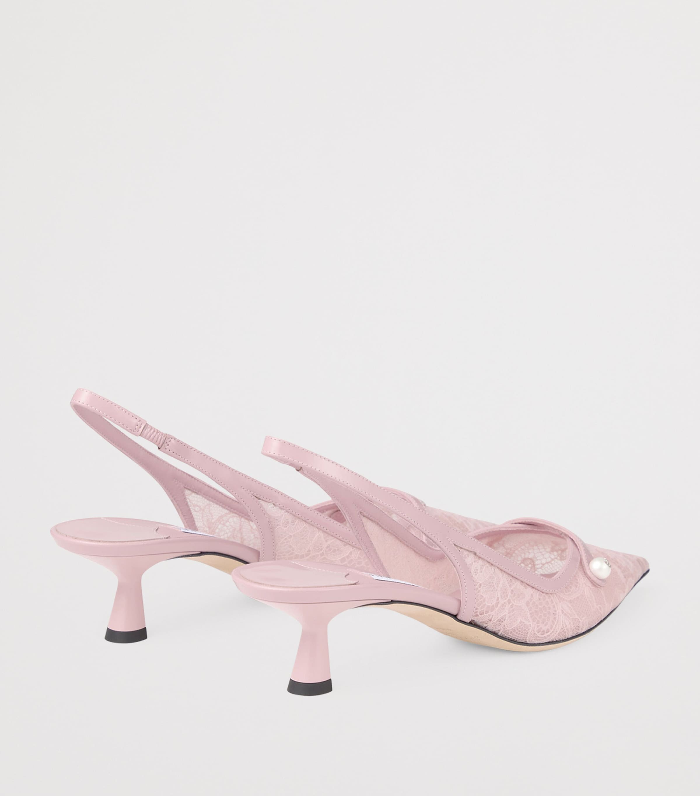 Amita 45 Lace-Leather Slingback Pumps ROSE/ROSE Image 4