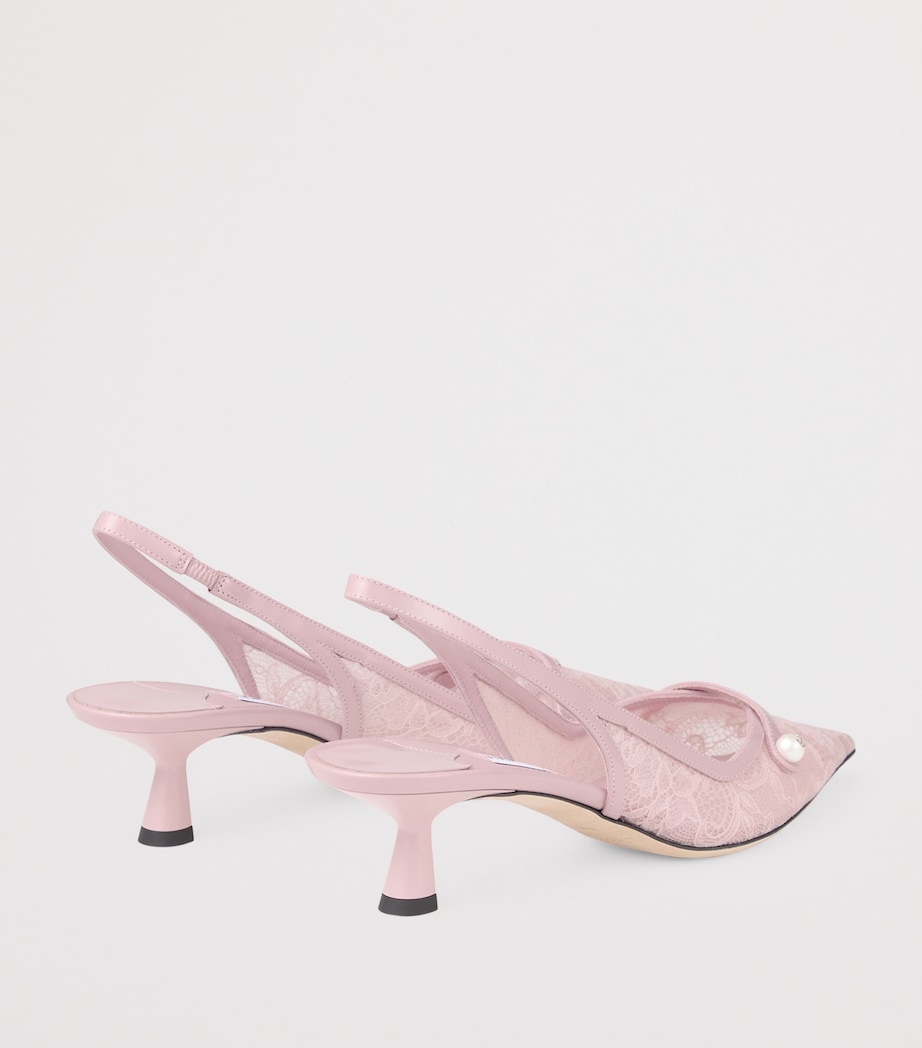 Amita 45 Lace-Leather Slingback Pumps ROSE/ROSE Image 4