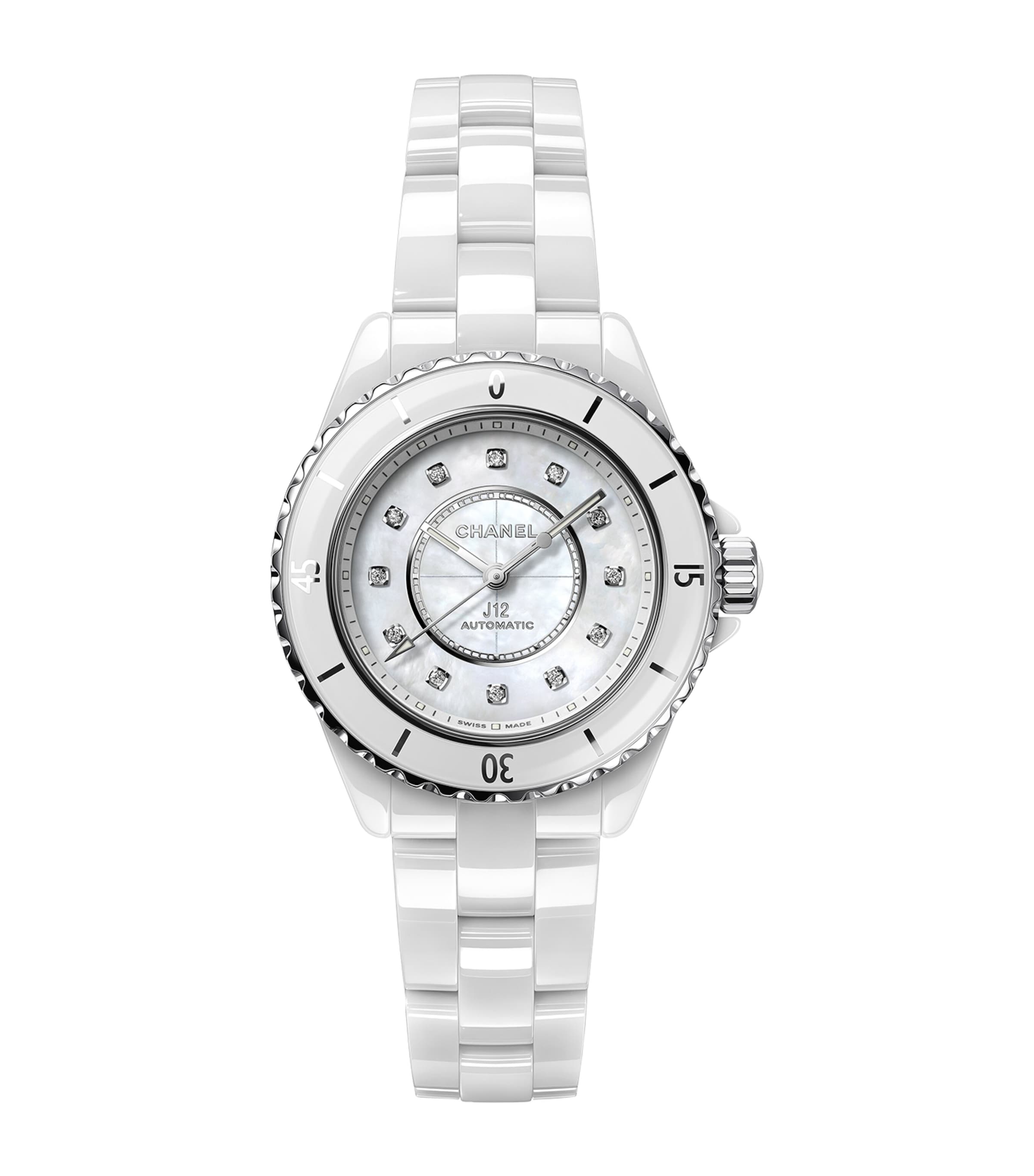 Ceramic, Steel and Diamond J12 Calibre 12.2 Watch 33mm WHITE Image 1